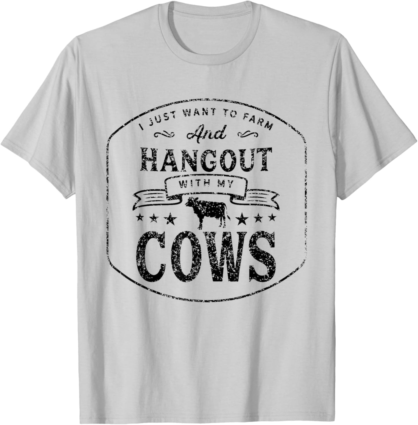Hang out with my Cows Farming Farmer Cow Herd T-Shirt - T-Shirt | Ash