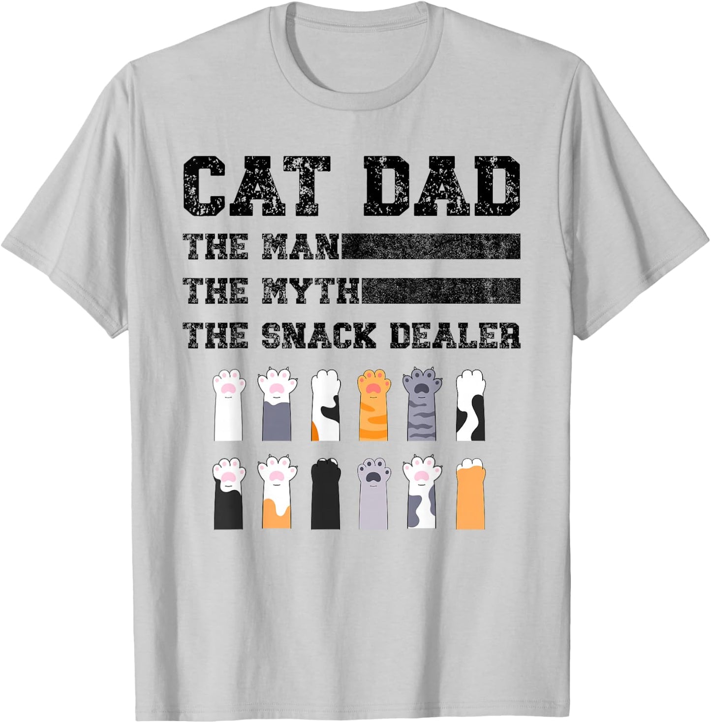 Vintage Cat Dad The Man The Myth Snack Dealer Father Day T-Shirt - T-Shirt | Ash