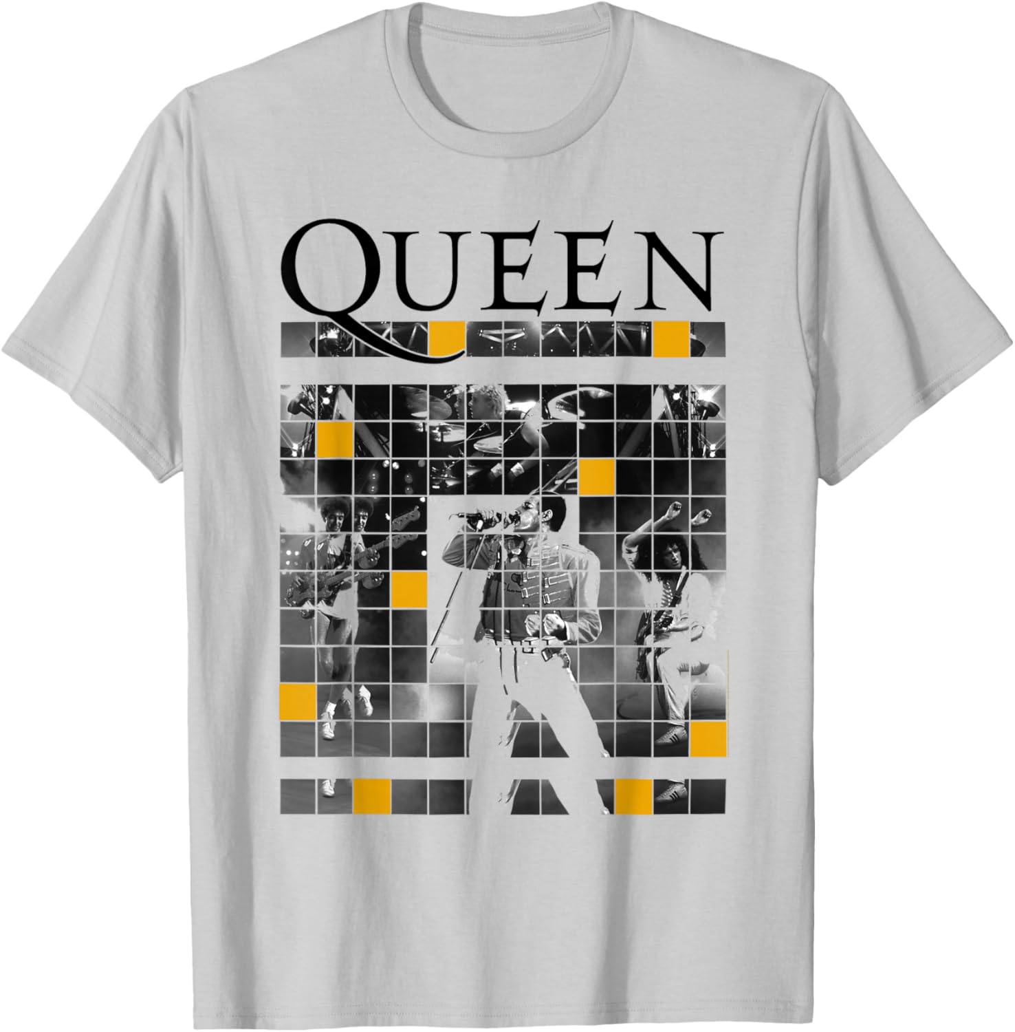 Queen Official Live Concert Blocks T-Shirt - T-Shirt | Ash