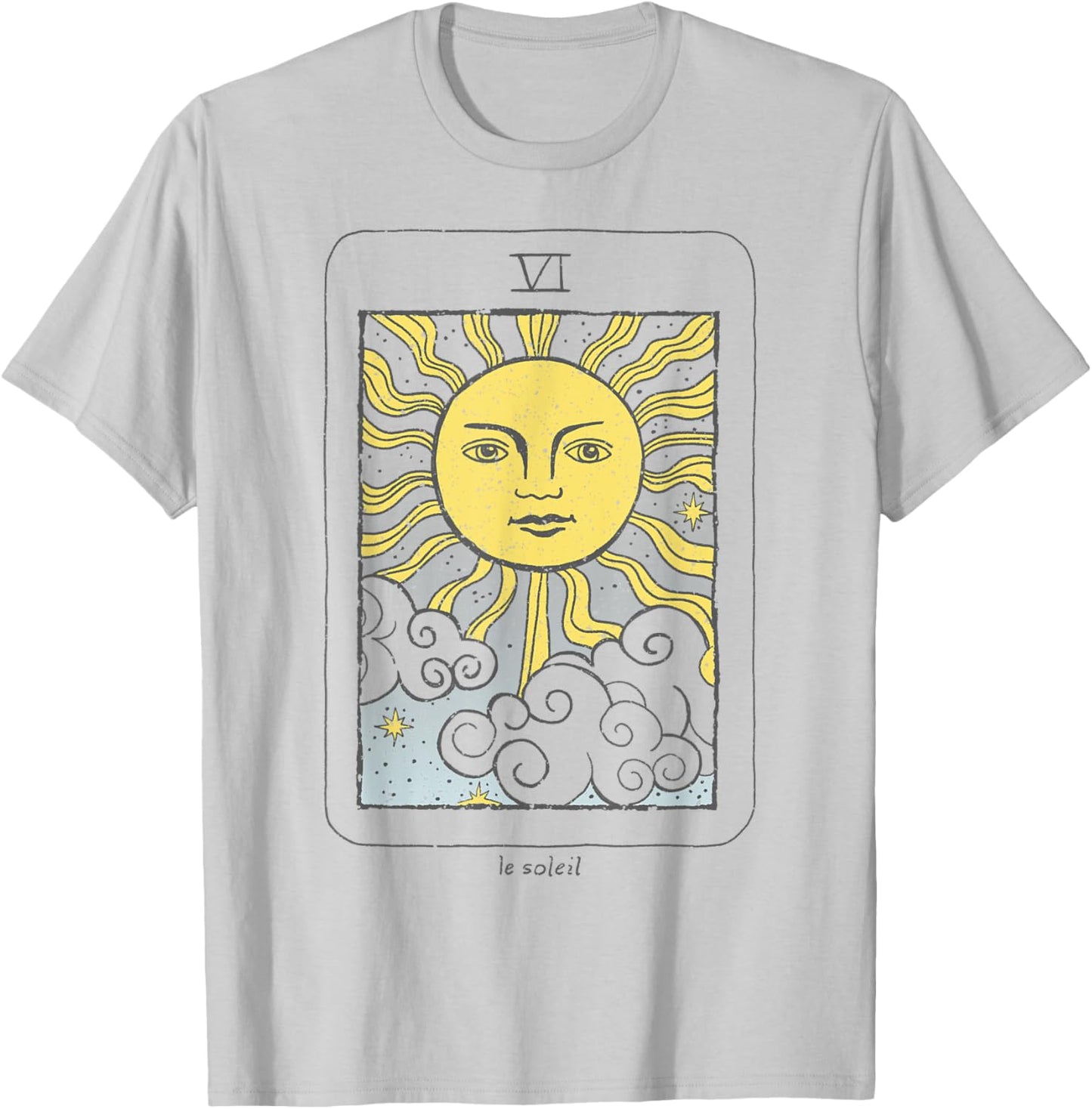 Trendy Le Soleil Sun Clouds Tarot Card T-Shirt - T-Shirt | Ash
