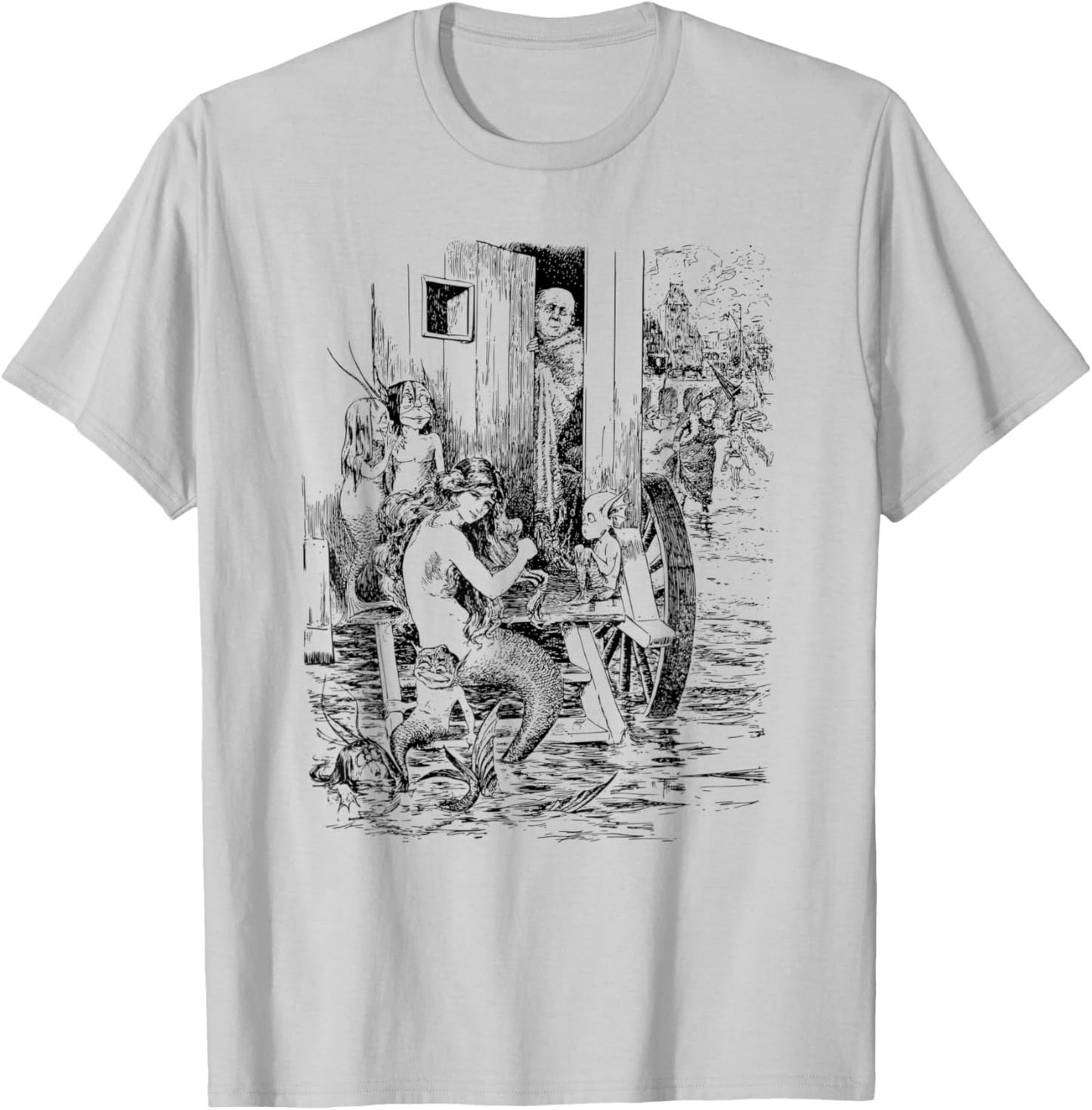 Mermaids Shirt Vintage Mermaid Art T-Shirt - T-Shirt | Ash