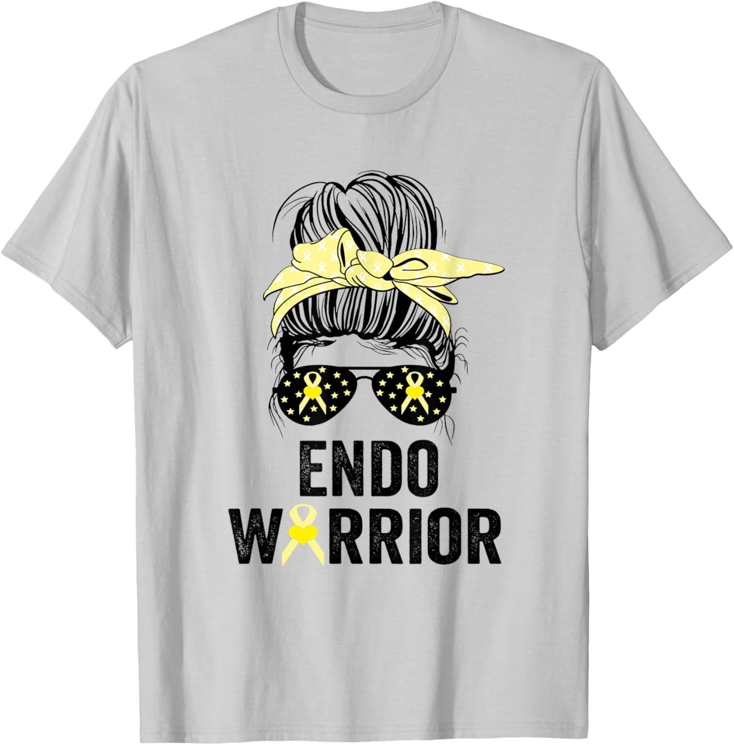 Endo Warrior Endometriosis Awareness Month Yellow Ribbon T-Shirt - T-Shirt | Ash