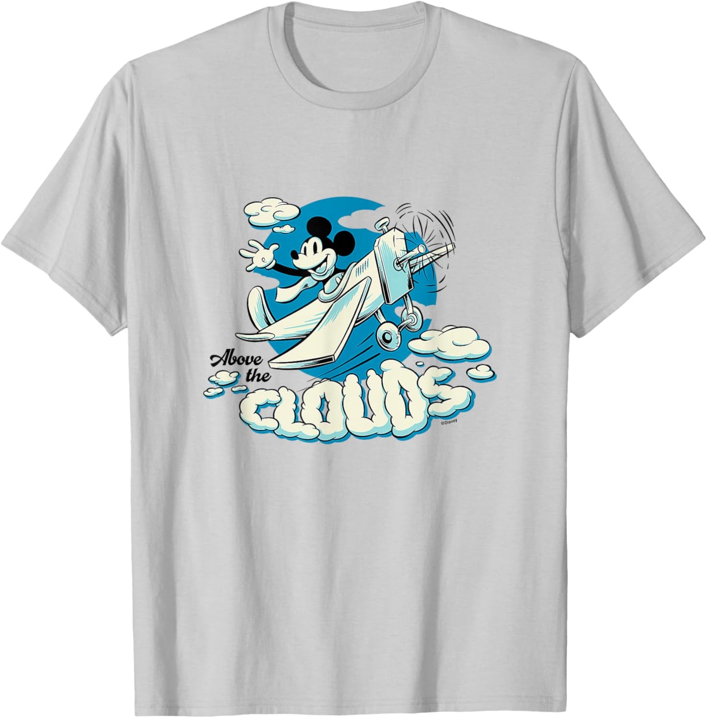 Mickey Mouse - Airplane Above The Clouds T-Shirt - T-Shirt | Ash