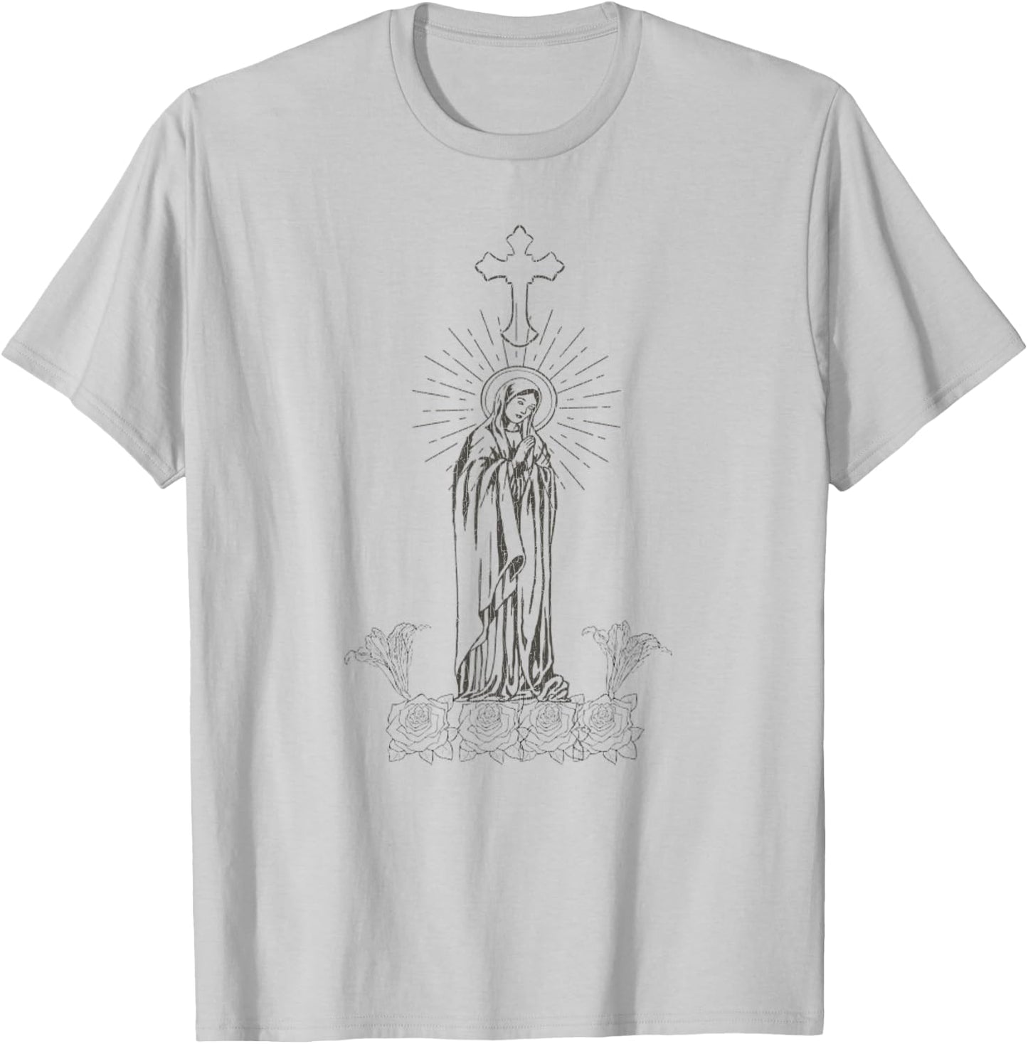 Vintage Mother Of God Virgin Mary T-Shirt - T-Shirt | Ash