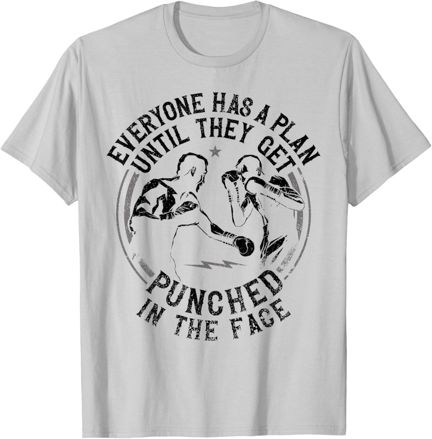 Boxing Vintage Everyone Has A Plan Until They Get Punched In T-Shirt - T-Shirt | Ash