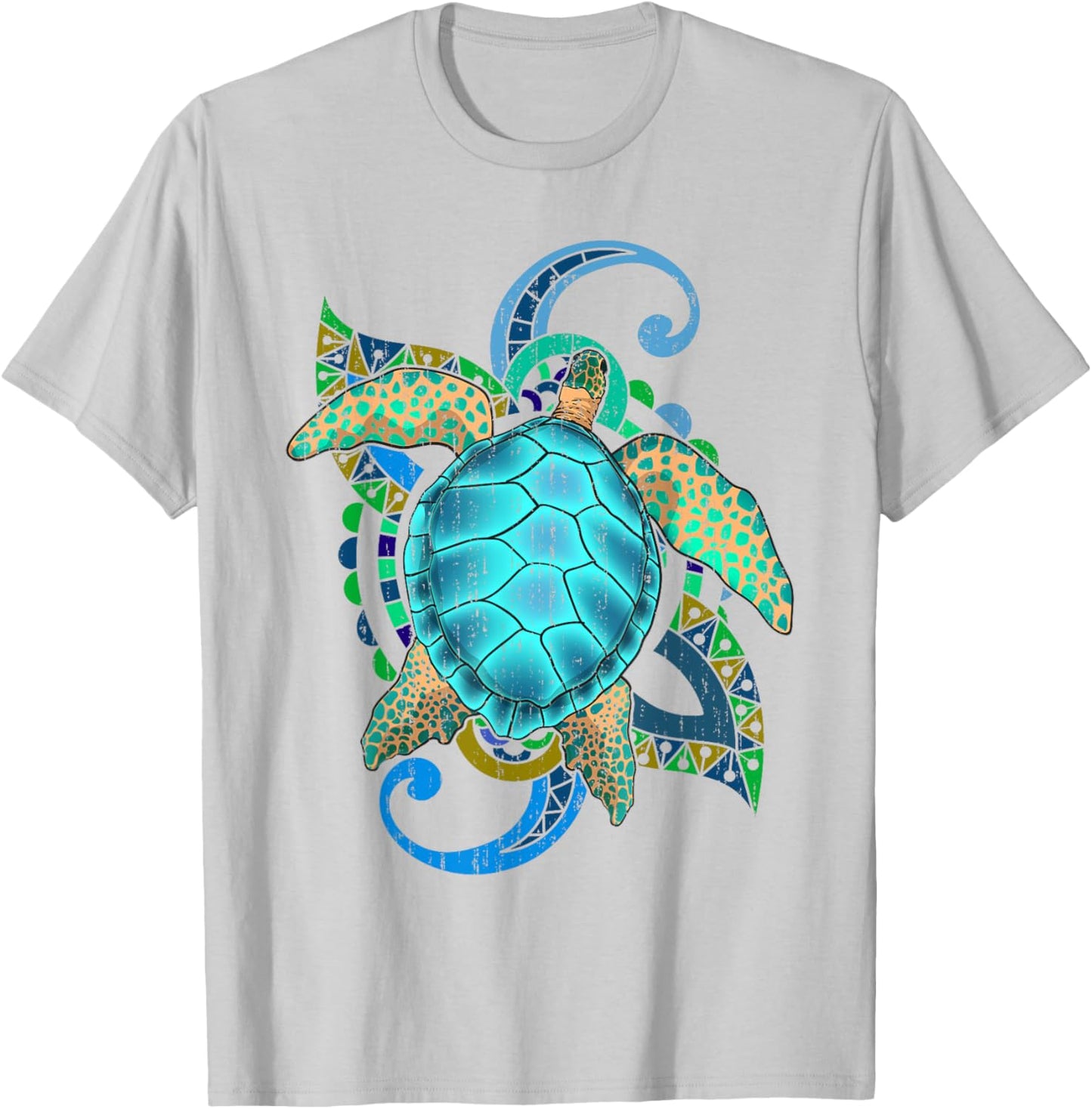Maori Ocean Animal Polynesian Tribal Hawaiian Turtle T-Shirt - T-Shirt | Ash