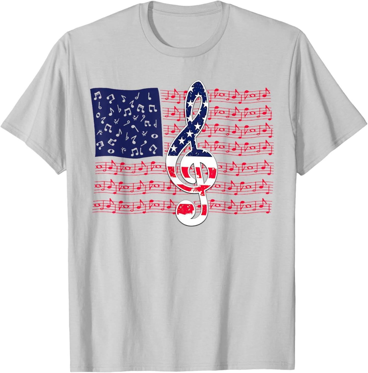 Music Note American Flag 4th of July Peace T-Shirt - T-Shirt | Ash