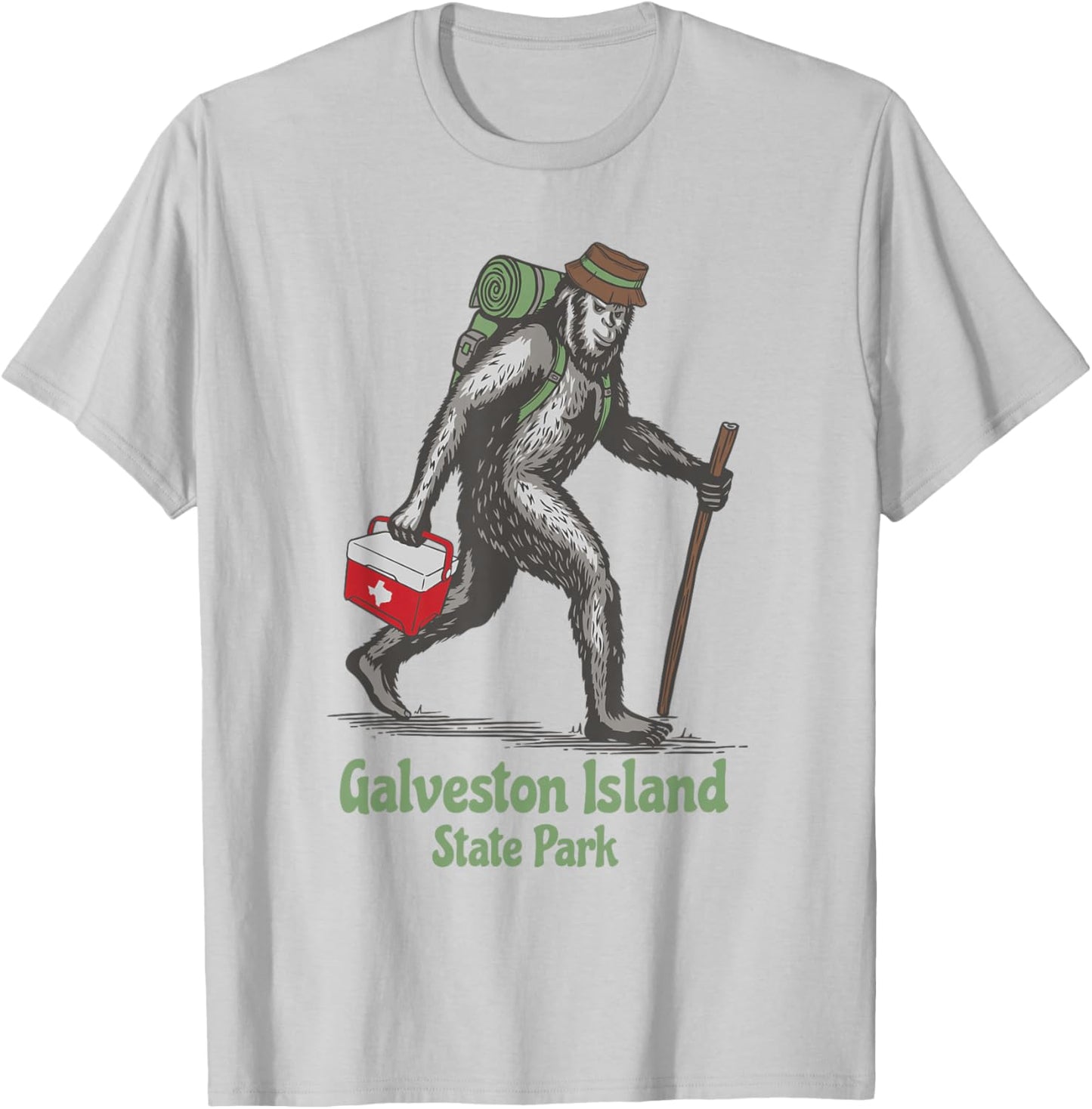 Bigfoot Sighting at Galveston Island State Park Texas T-Shirt - T-Shirt | Ash