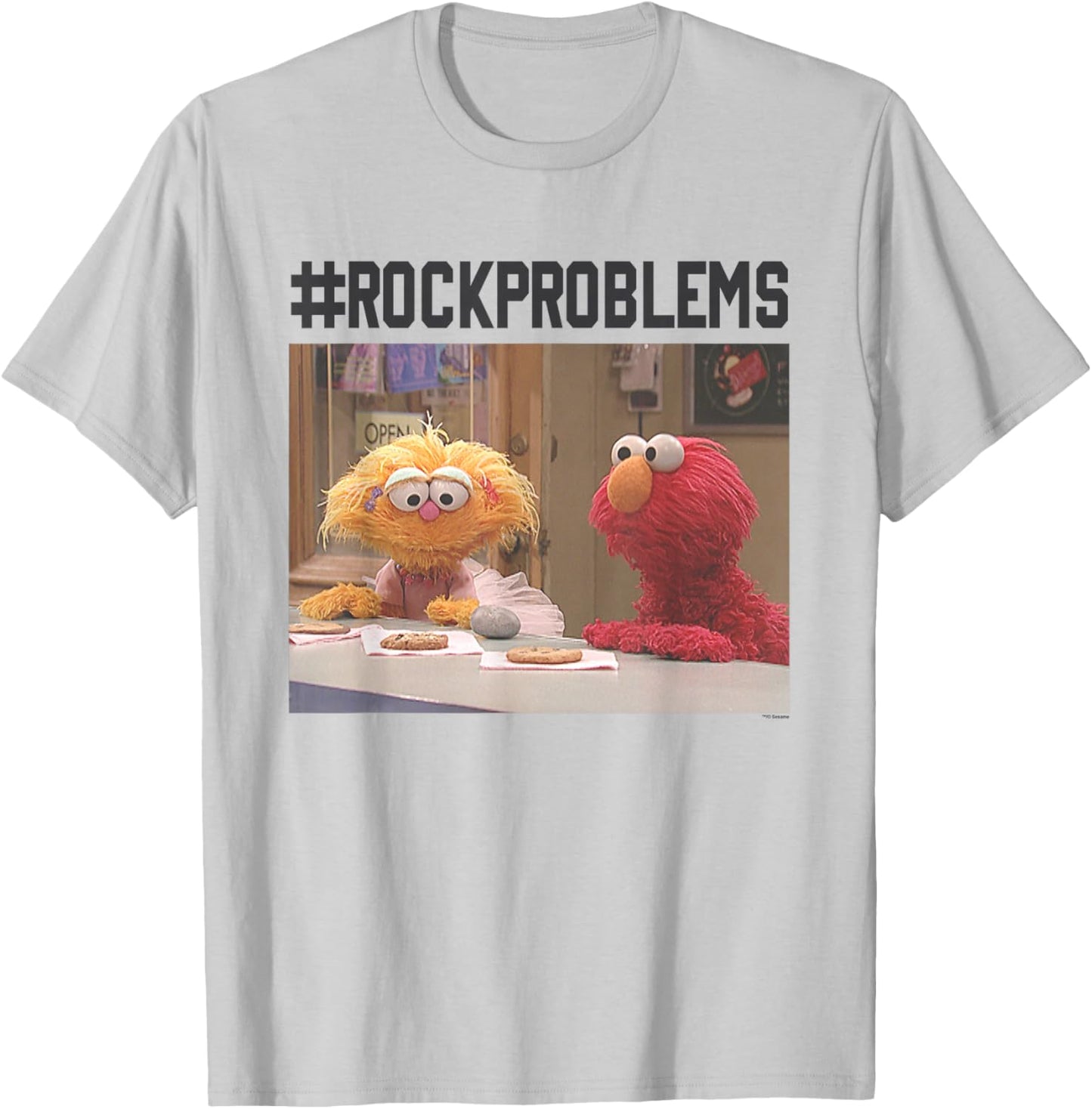 Sesame Street Elmo Rock Problems T-Shirt - T-Shirt | Ash