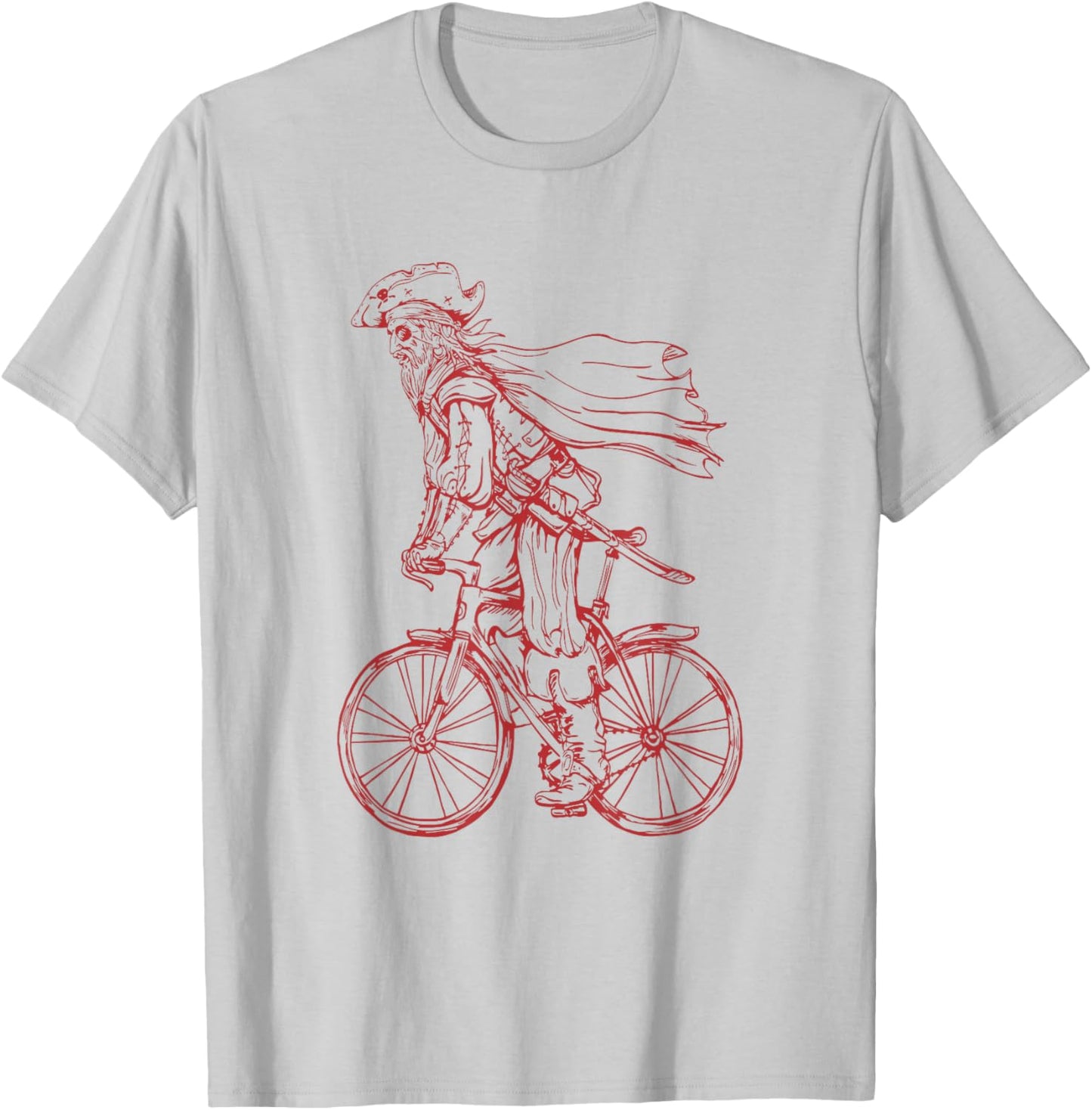 Pirate Cycling Bicycle Funny Cyclist Biker Riding Bike T-Shirt - T-Shirt | Ash