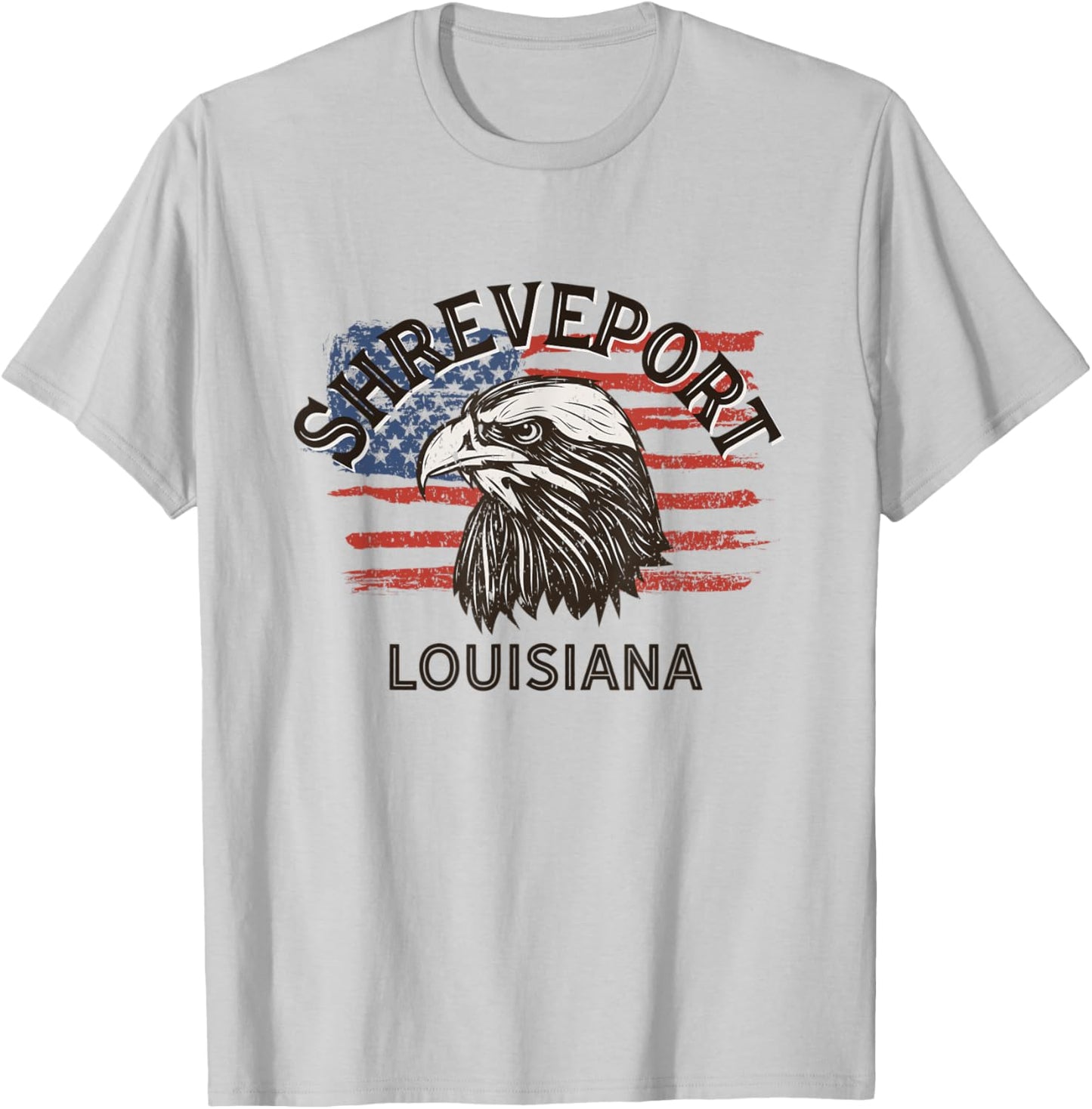 Retro Eagle USA Flag Louisiana - Vintage Shreveport Women Men T-Shirt - T-Shirt | Ash