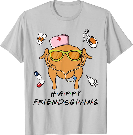 Funny Turkey Nurse Happy Thanksgiving Fall Autumn Nurse Life T-Shirt - T-Shirt | Ash
