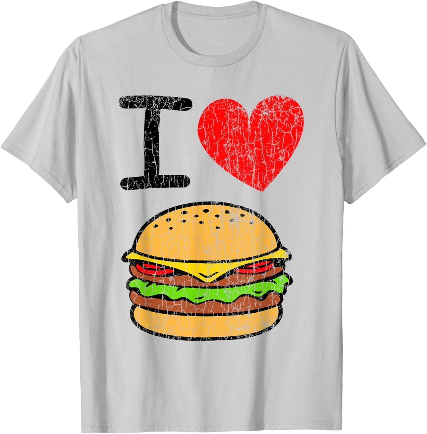I Love Burgers Funny Hamburger Cheeseburger Graphic T-Shirt - T-Shirt | Ash