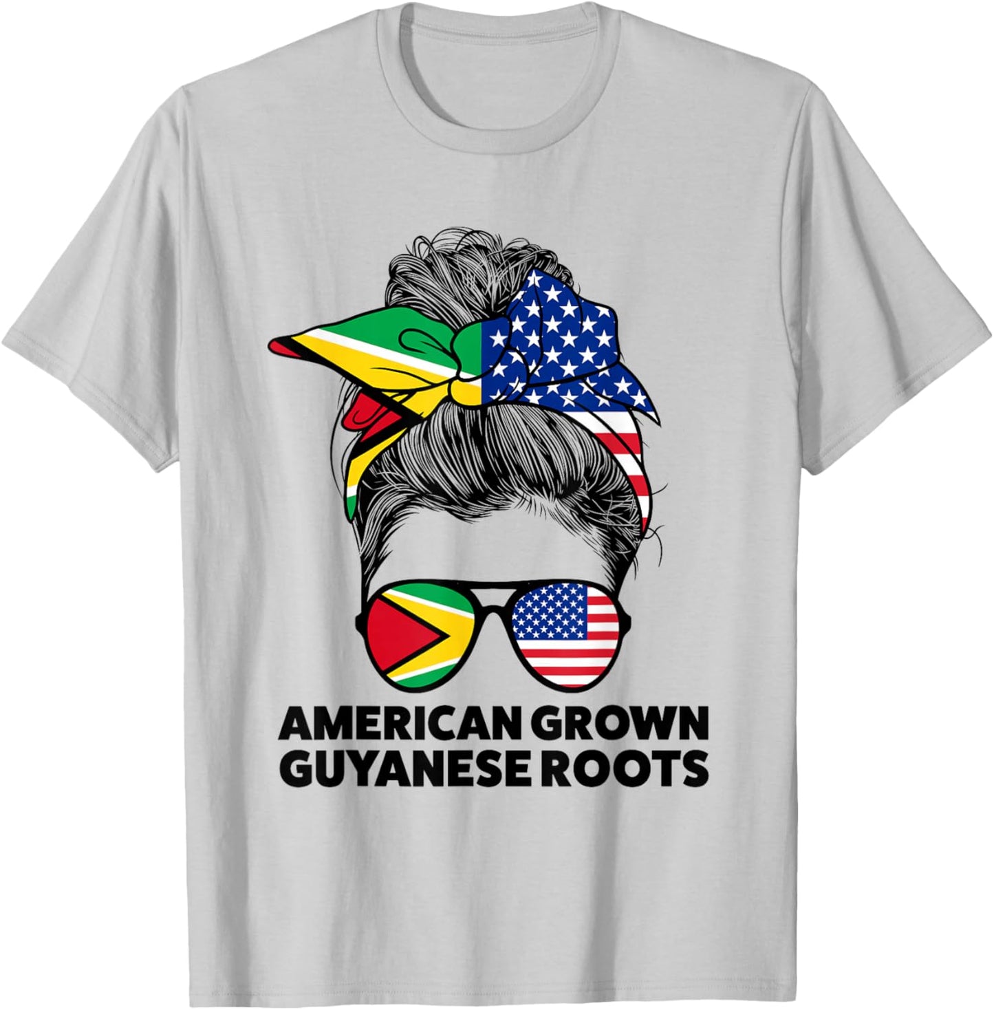 American Grown Guyanese Roots Guyana Guyanese Flag T-Shirt - T-Shirt | Ash