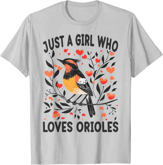 Funny Orioles Lovers Gift Just A Girl Who Loves Orioles T-Shirt - T-Shirt | Ash