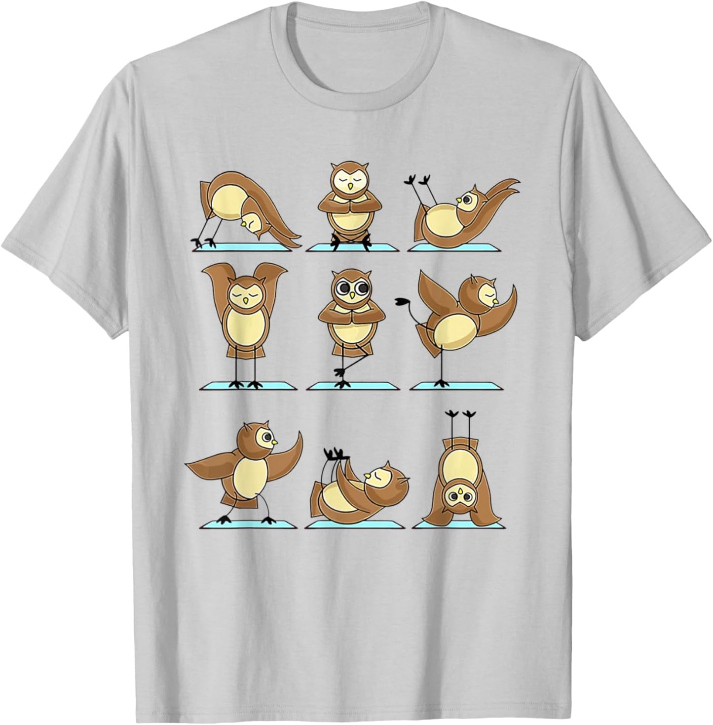 Owl Yoga Poses Owl Namaste Lover T-Shirt - T-Shirt | Ash