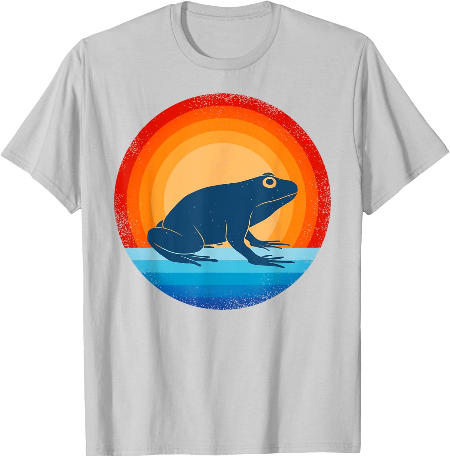 Frog Retro Vintage 60s 70s Sunset Amphibian Animal Men Women T-Shirt - T-Shirt | Ash
