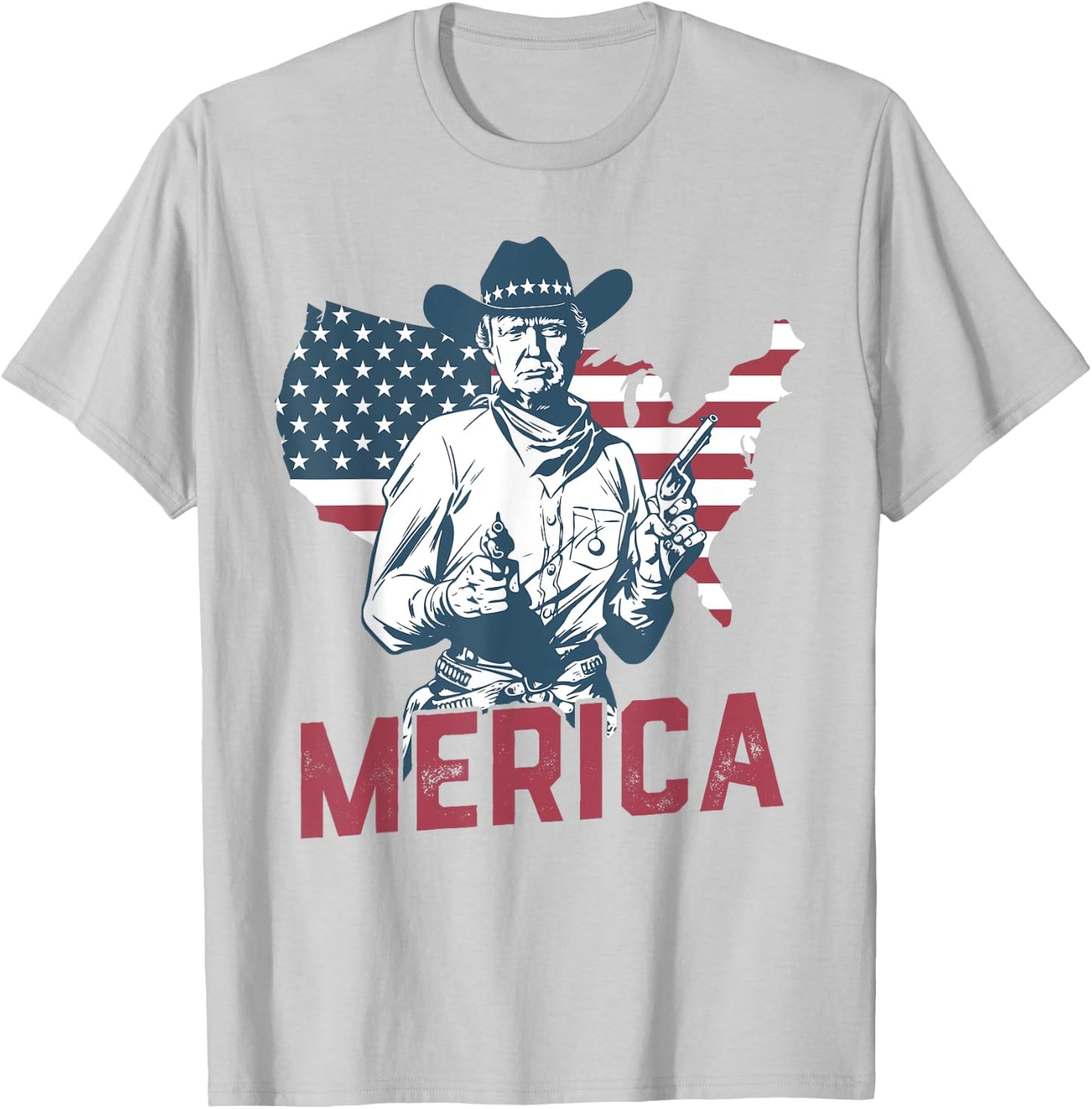 'MERICA TRUMP Happy 4th Of July Trump American Flag Gifts T-Shirt - T-Shirt | Ash