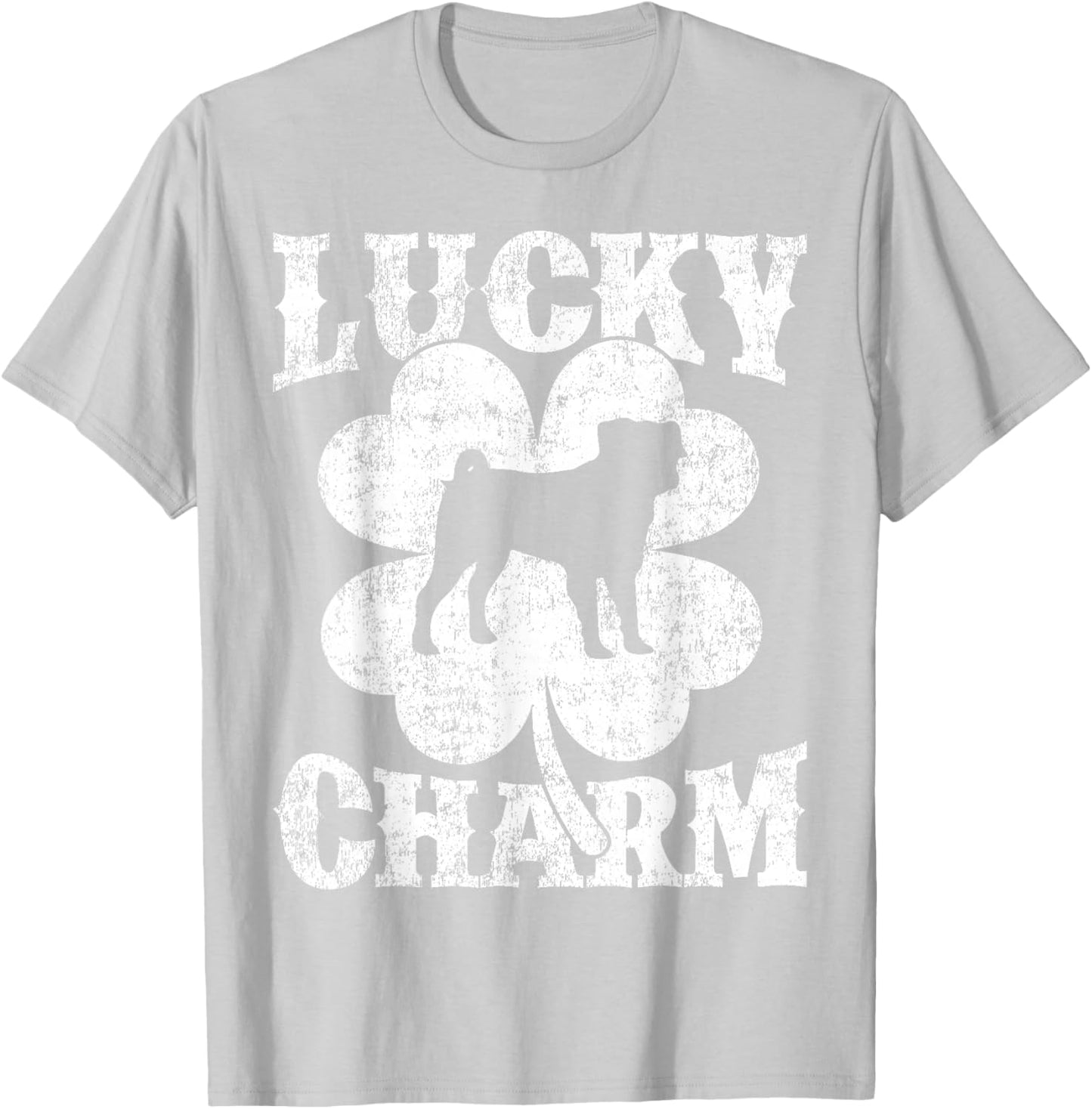 Shamrock Leaf Lucky Charm Pug Dog St Patrick's Day T-Shirt - T-Shirt | Ash