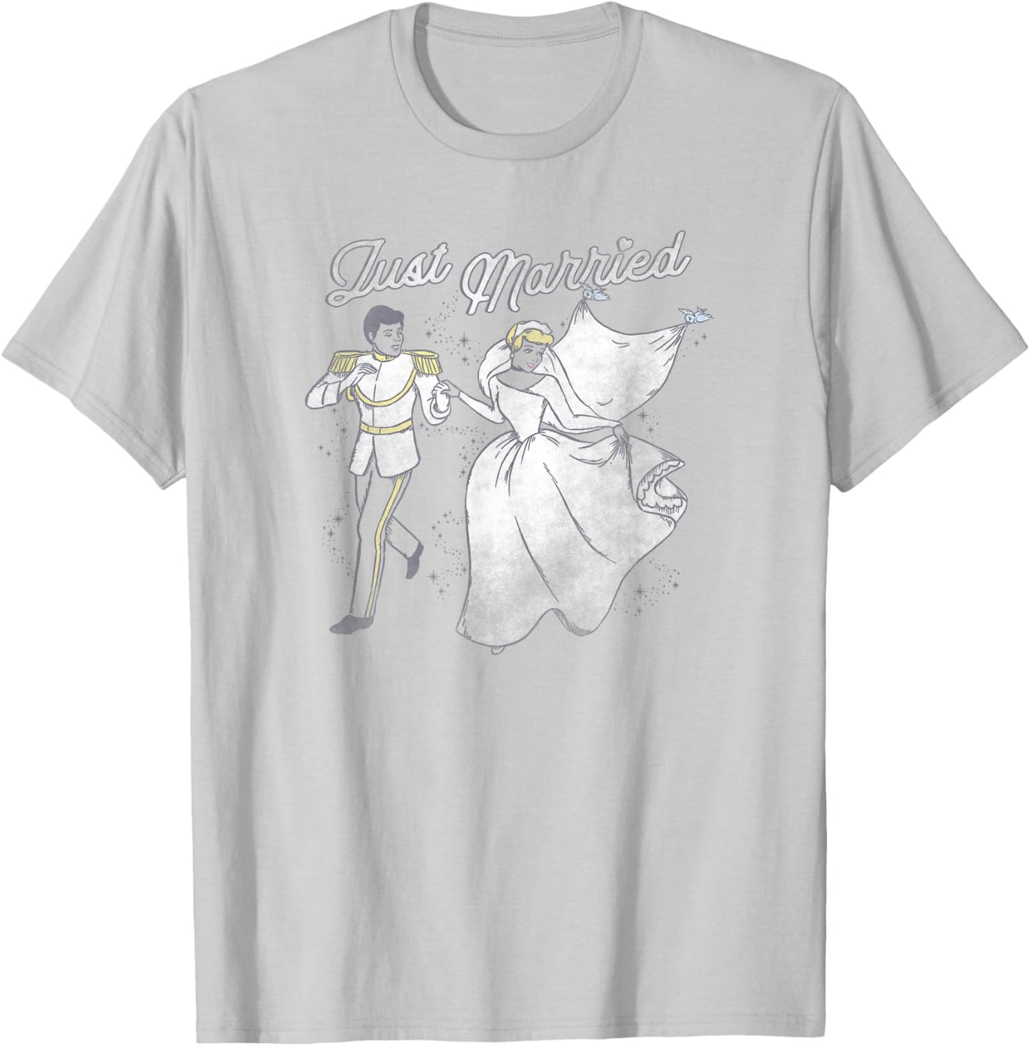 Disney Cinderella Prince & Princess Just Married V-2 T-Shirt - T-Shirt | Ash