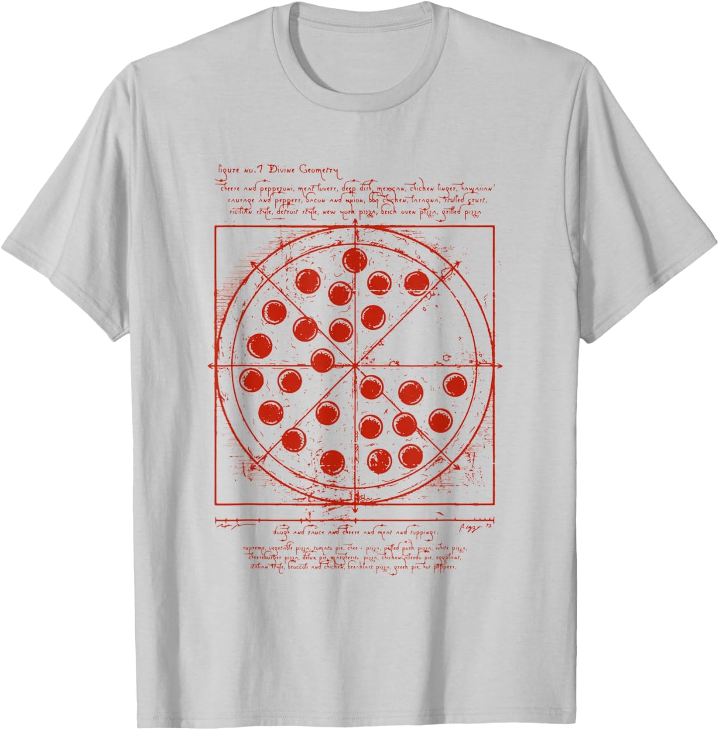 DaVinci Loves Pizza Vitruvian Human Pizza Vitruvian Pizzeria Pizza Baker T-Shirt - T-Shirt | Ash