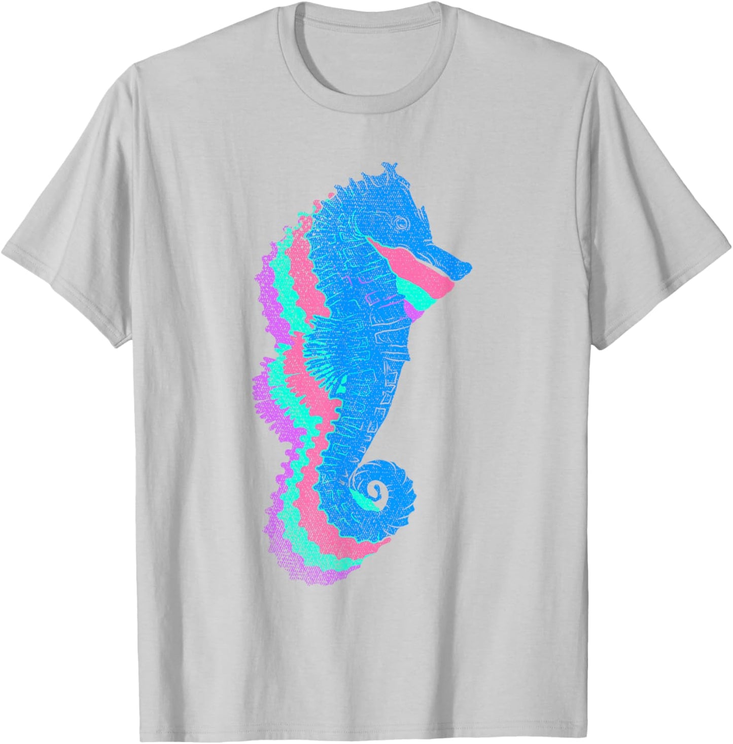 Underwater Sea Fish Ocean Animal Biology Colorful Seahorse T-Shirt - T-Shirt | Ash