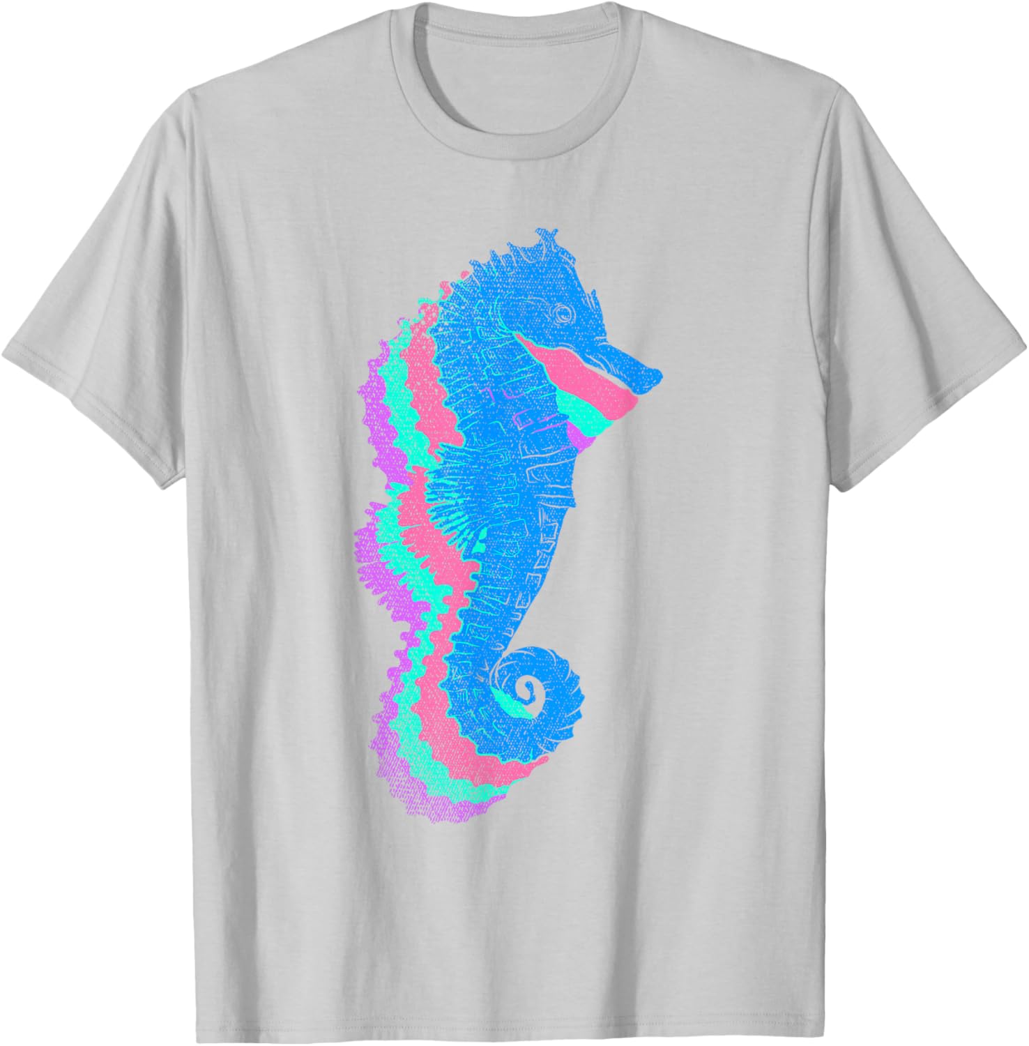 Underwater Sea Fish Ocean Animal Biology Colorful Seahorse T-Shirt - T-Shirt | Ash