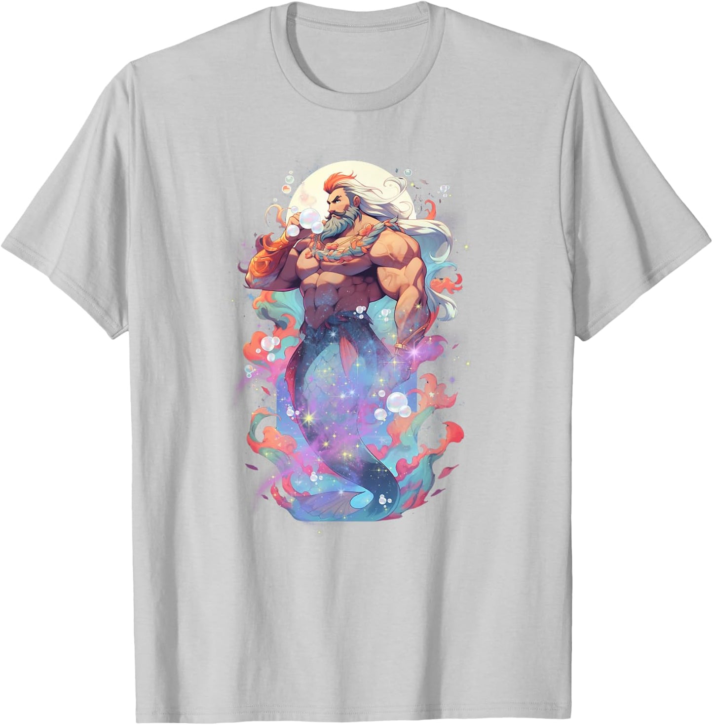 Merdaddy Security Merman Daddy Fish Father's Day Mermaid Men T-Shirt - T-Shirt | Ash
