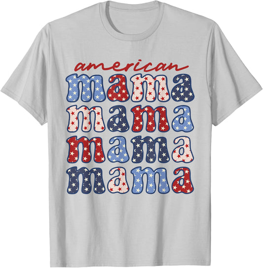 American Mama Mother's Day 4th Of July American Flag T-Shirt - T-Shirt | Ash