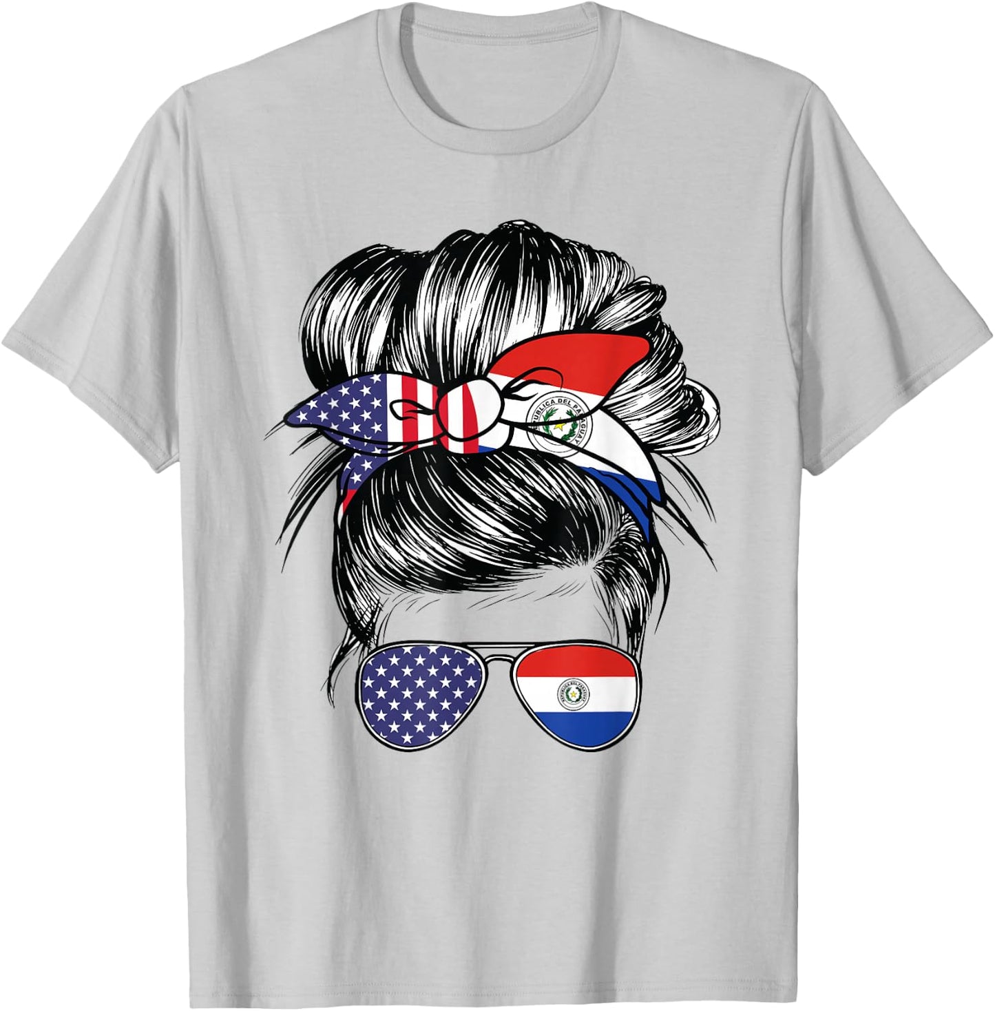 Paraguay Flag American Women Girl USA Heritage Paraguayan T-Shirt - T-Shirt | Ash