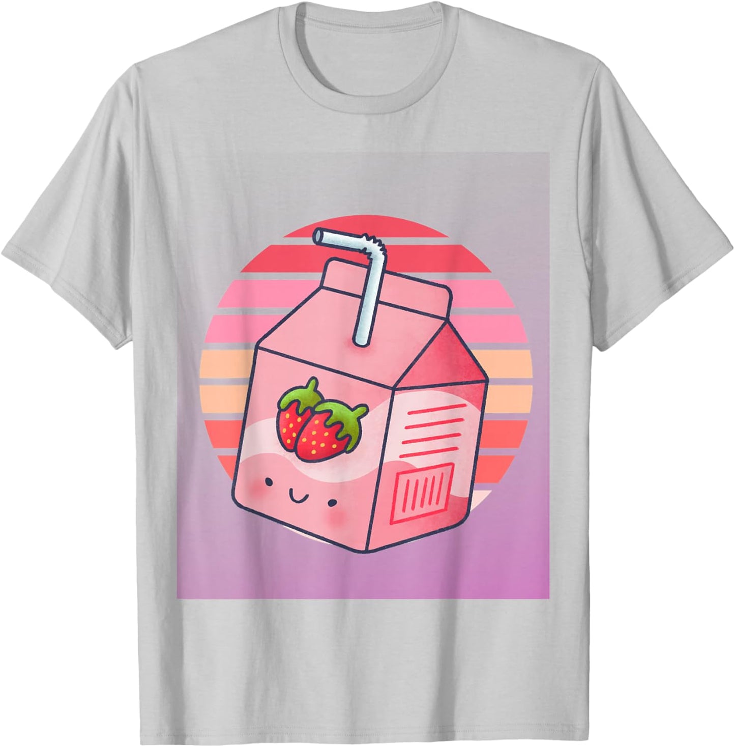 Japanese Pink Strawberry Milk Kawaii 90s Retro T-Shirt - T-Shirt | Ash