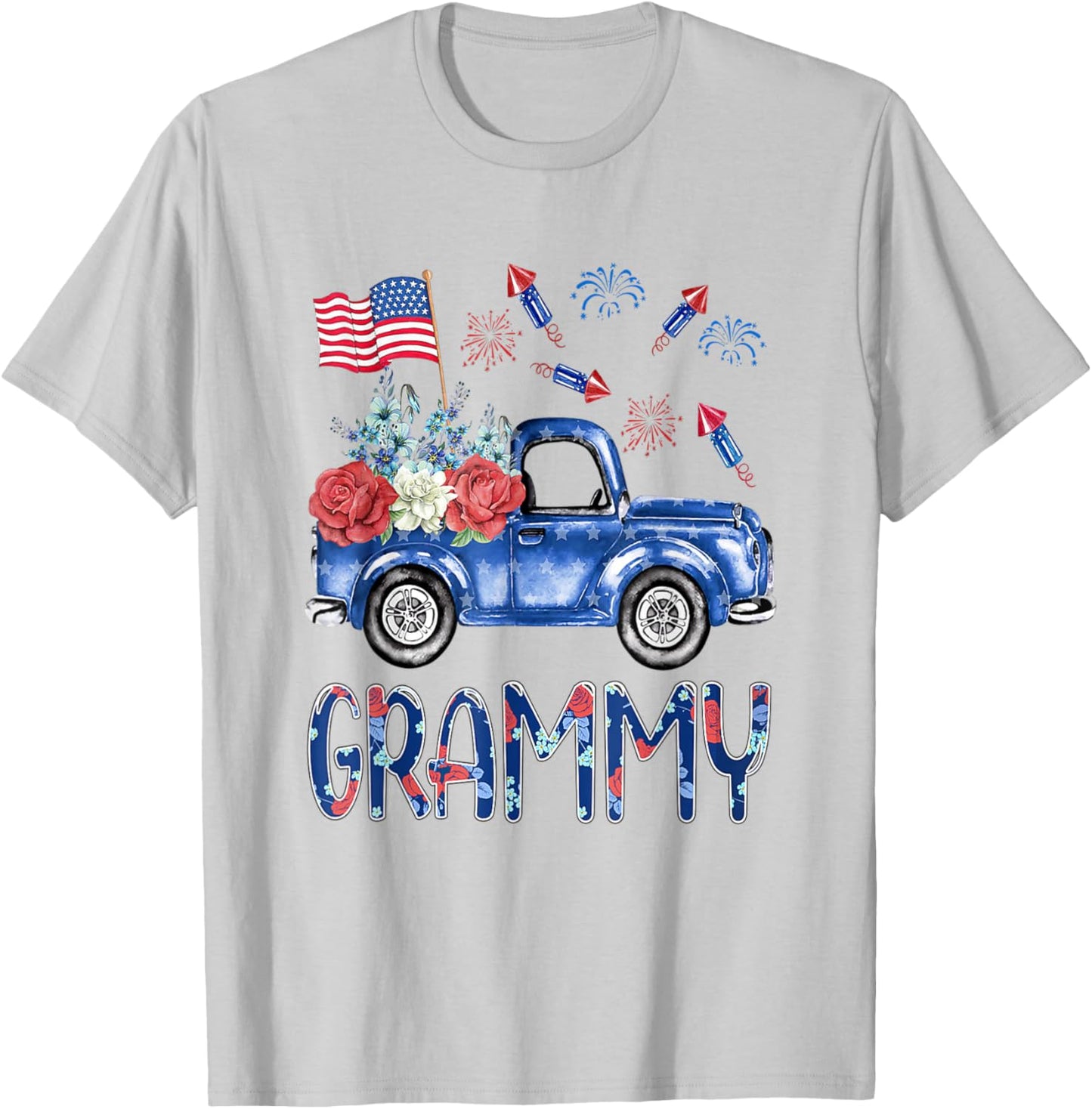 Great Cute Patriotic 4th Of July Women Proud Grammy T-Shirt - T-Shirt | Ash
