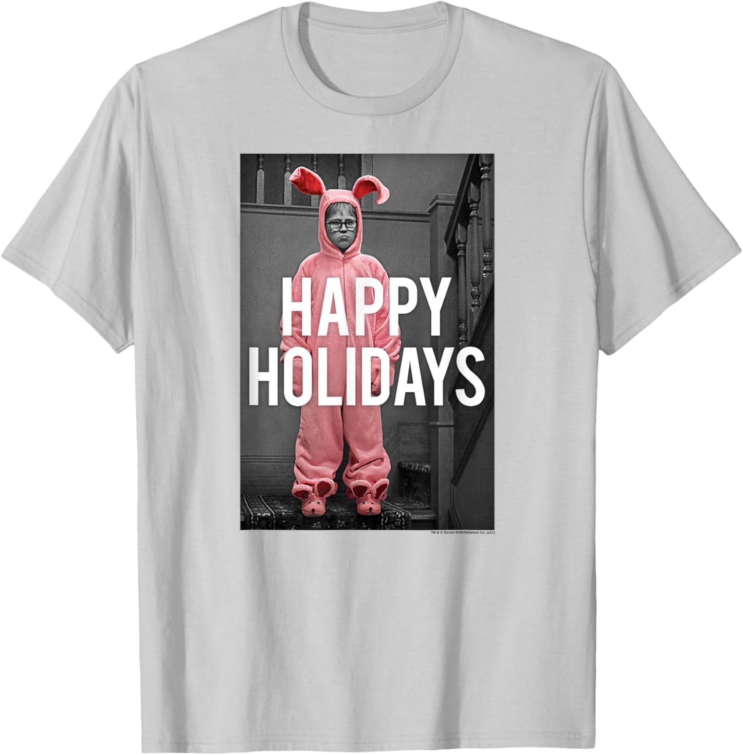 A Christmas Story Happy Holidays Ralphie Pink Bunny Costume T-Shirt - T-Shirt | Ash