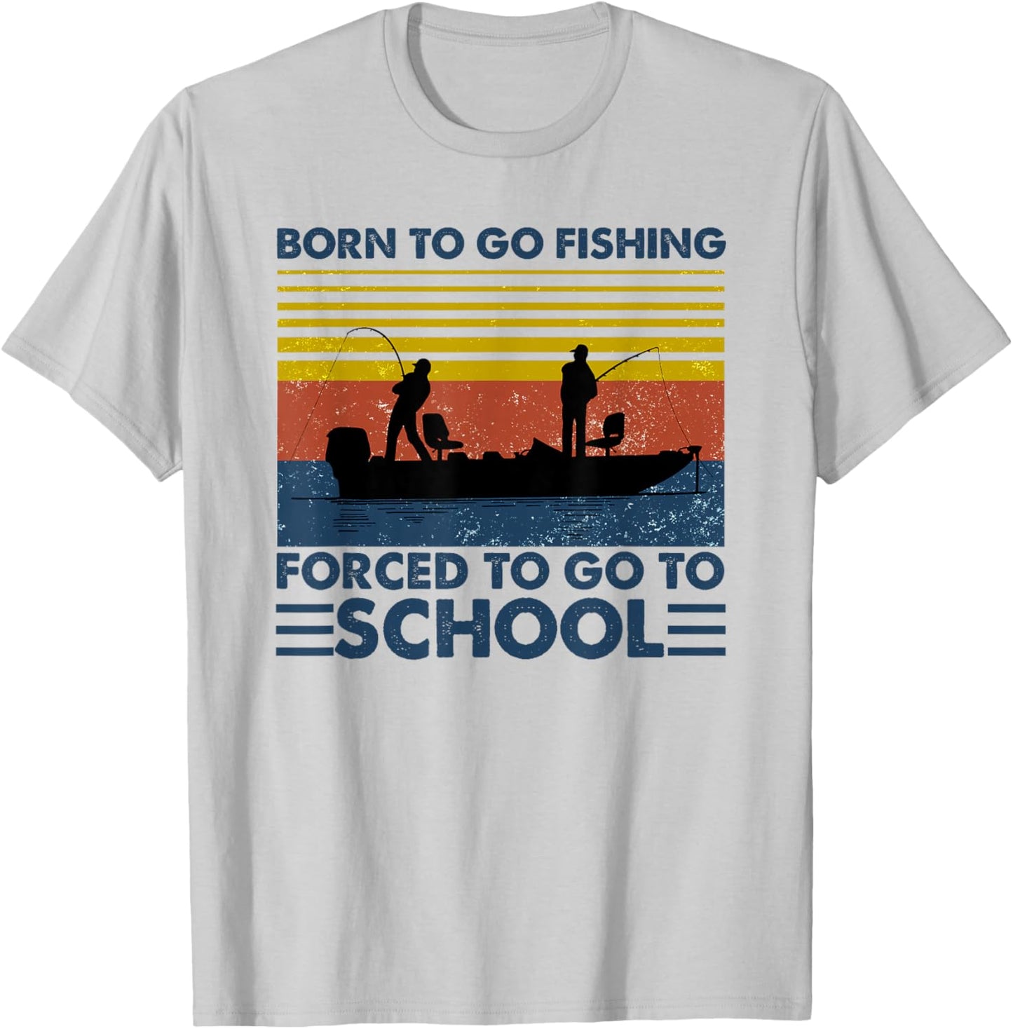 Kids Fishing Shirt Born to Go Fishing Forced to Go to School T-Shirt - T-Shirt | Ash