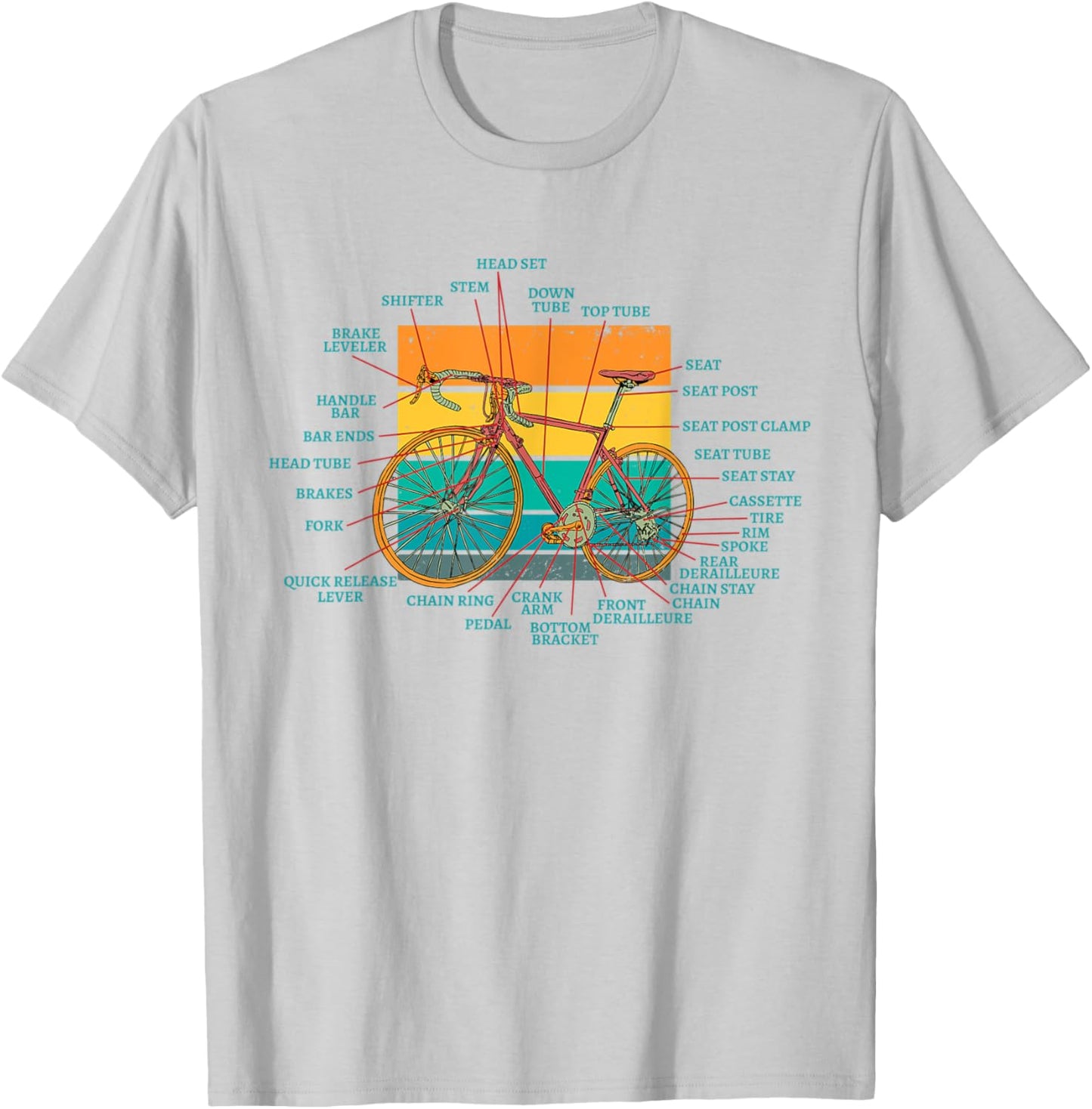 Bike Anatomy of a Bicycle Cycling Lover T-Shirt - T-Shirt | Ash