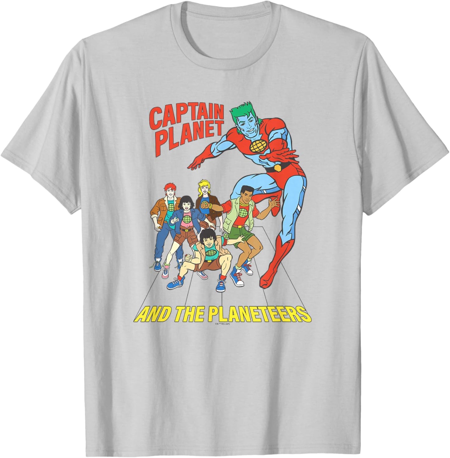 Captain Planet Planeteers United Retro Logo T-Shirt - T-Shirt | Ash