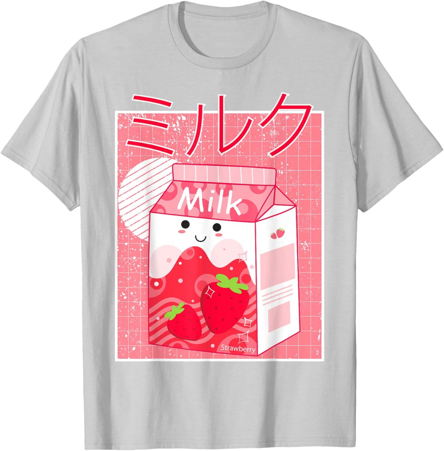 Pink Strawberry Milk Shake Kawaii pastel Goth Japanese 90's T-Shirt - T-Shirt | Ash