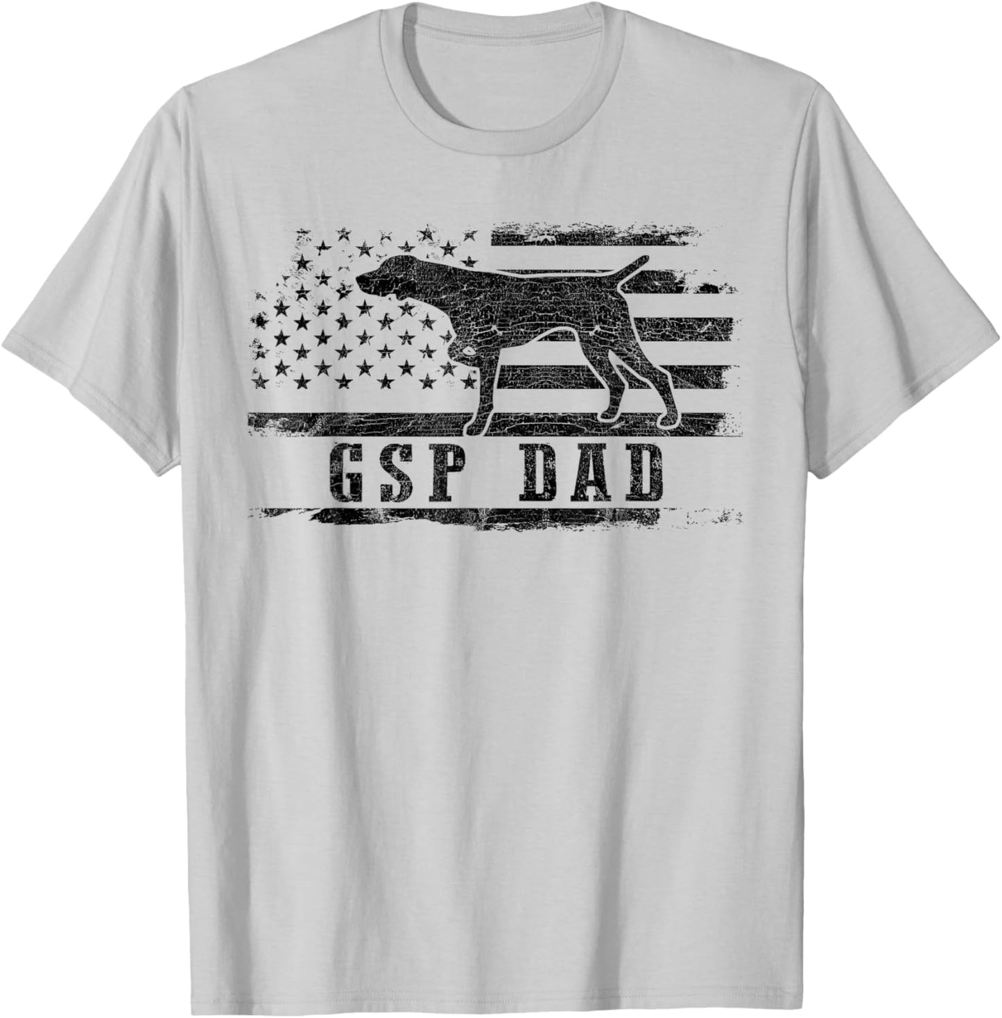 GSP Dad USA American Flag German Shorthaired Pointer Dog T-Shirt - T-Shirt | Ash