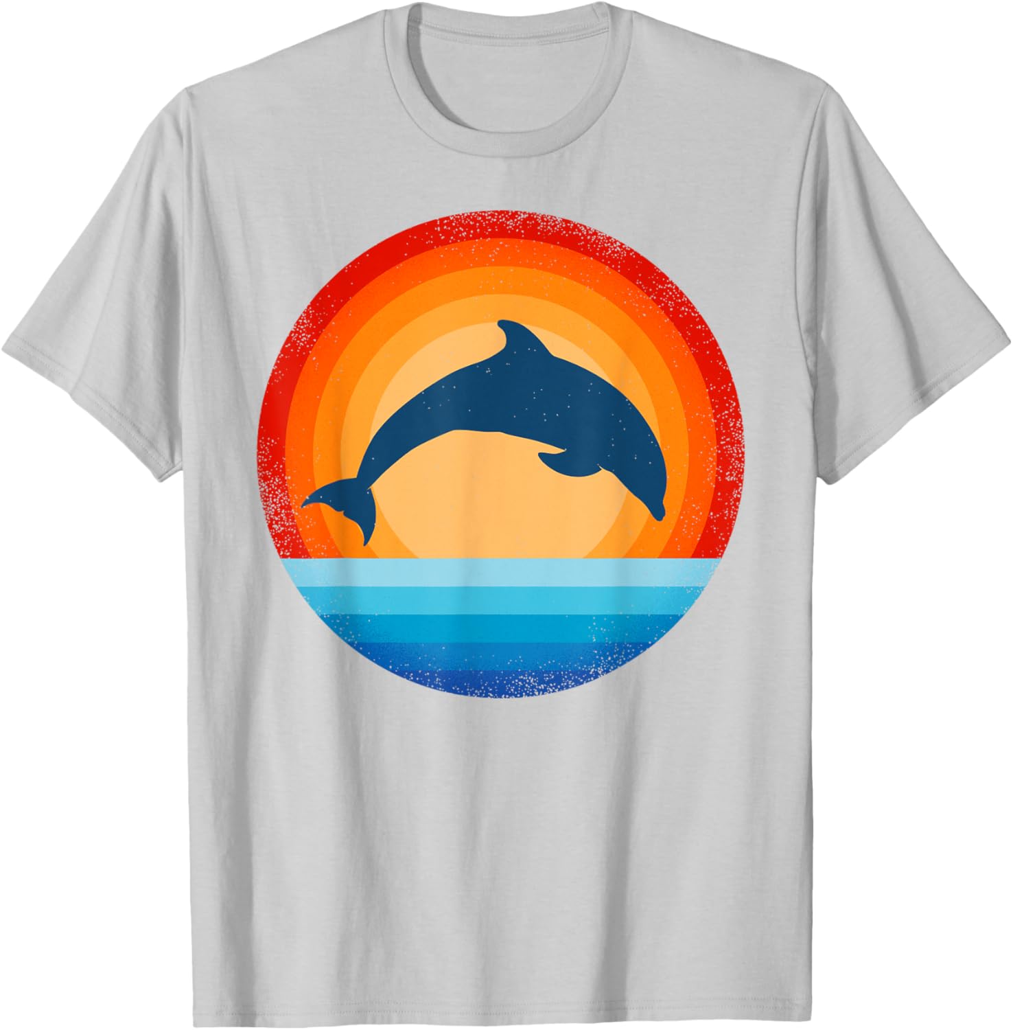 Dolphin Retro Vintage 60s 70s Sunset Sea Animal Men Women T-Shirt - T-Shirt | Ash