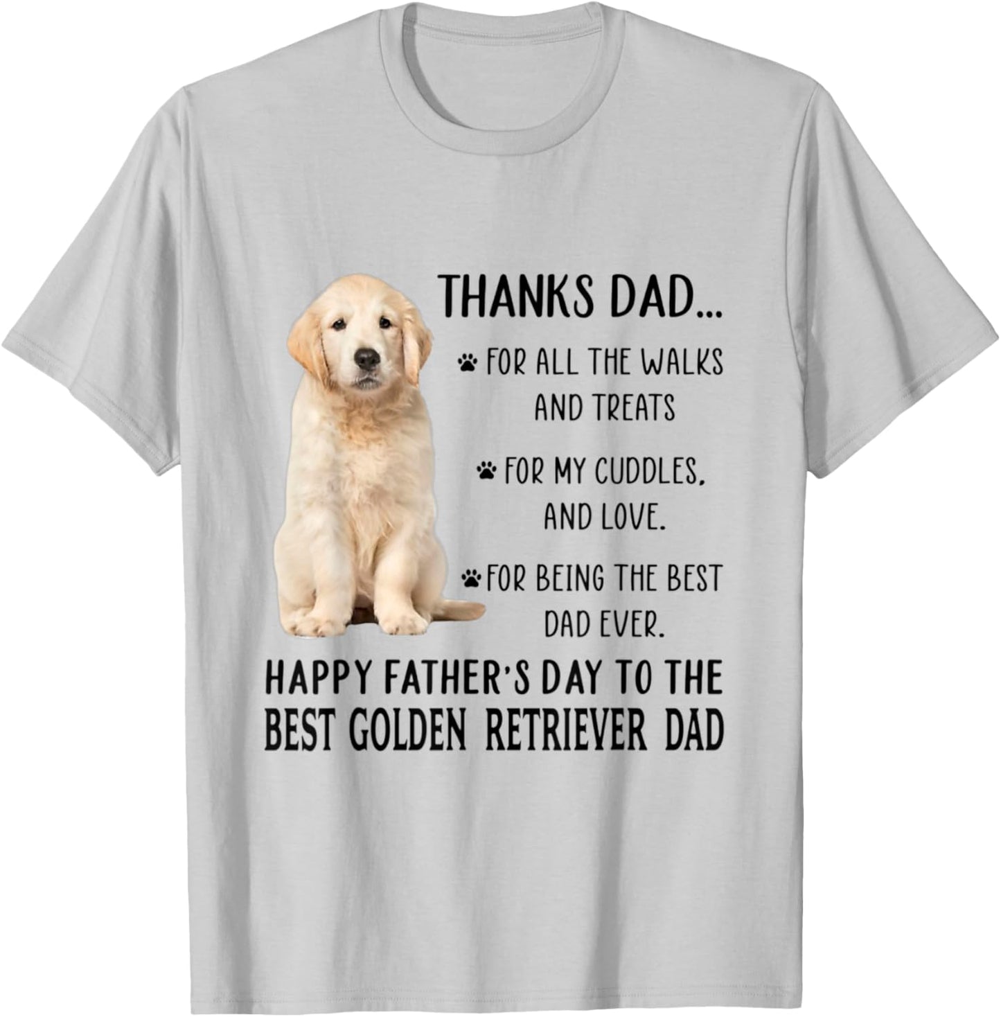 Dog Dad Happy Father's Day To The Best Golden Retriever Dad Women Kids T-Shirt - T-Shirt | Ash
