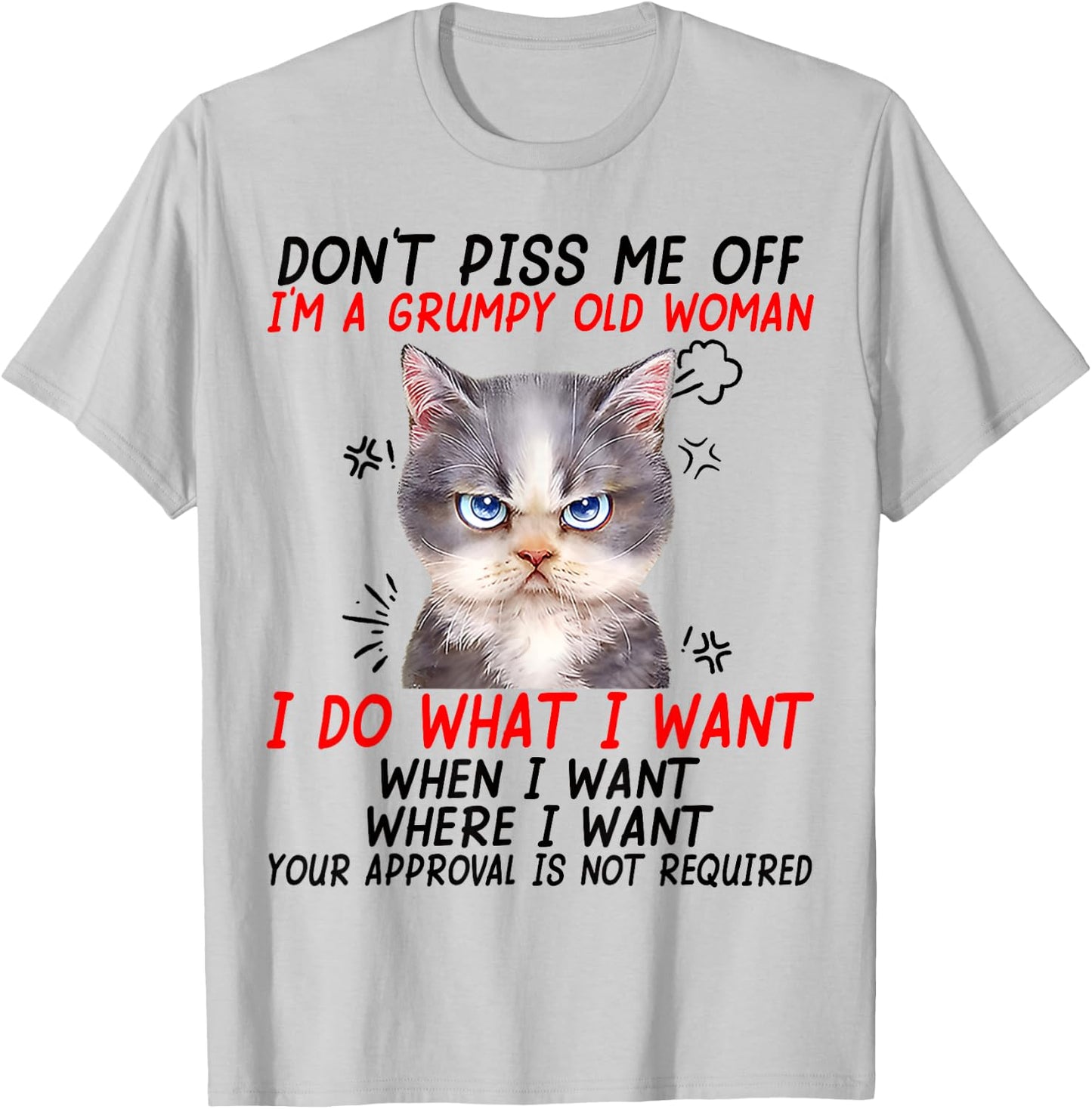 Don't piss me off I'm a grumpy old woman I do what I want T-Shirt - T-Shirt | Ash