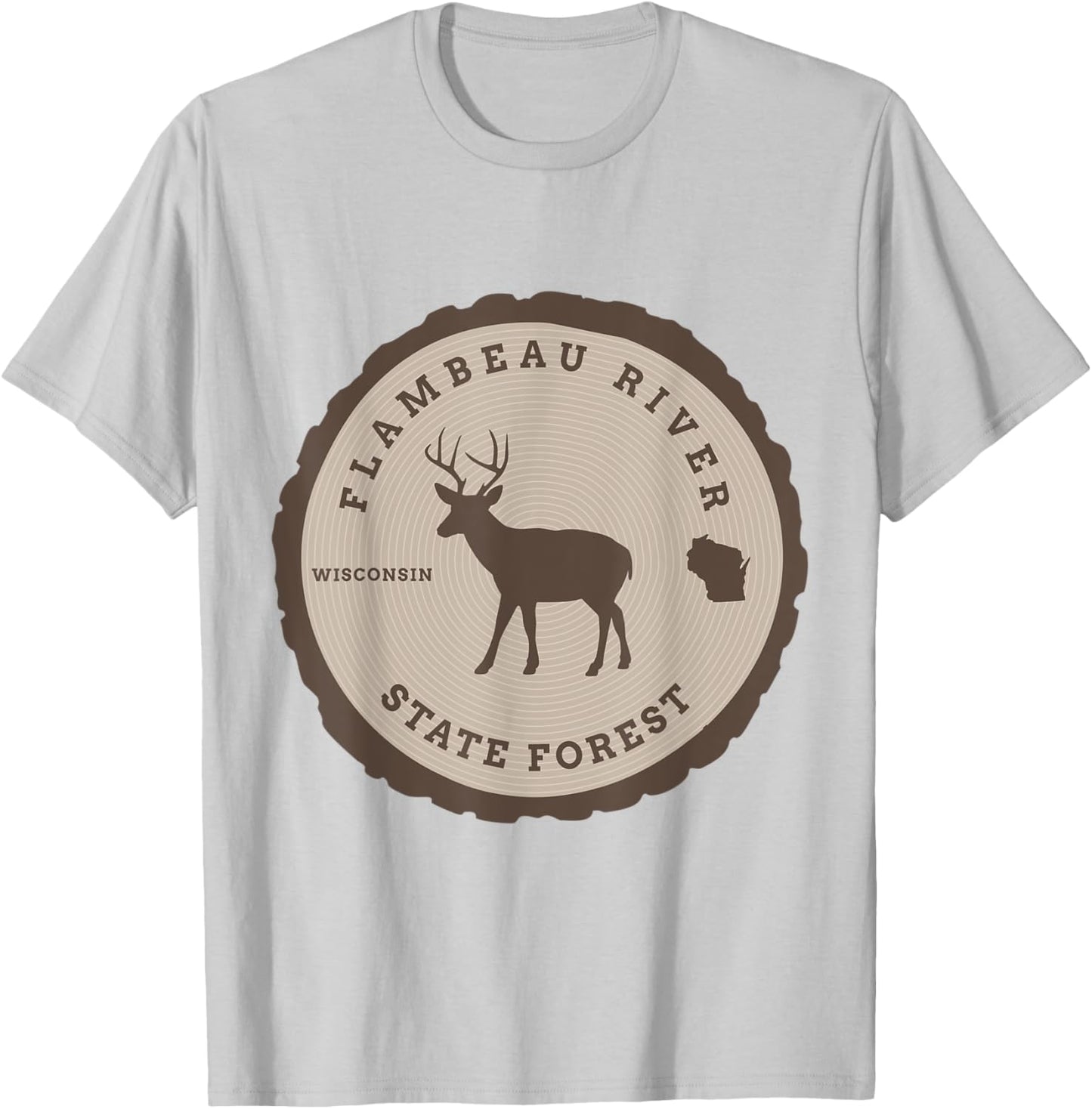 Flambeau River State Forest Wisconsin WI Outdoors Deer T-Shirt - T-Shirt | Ash