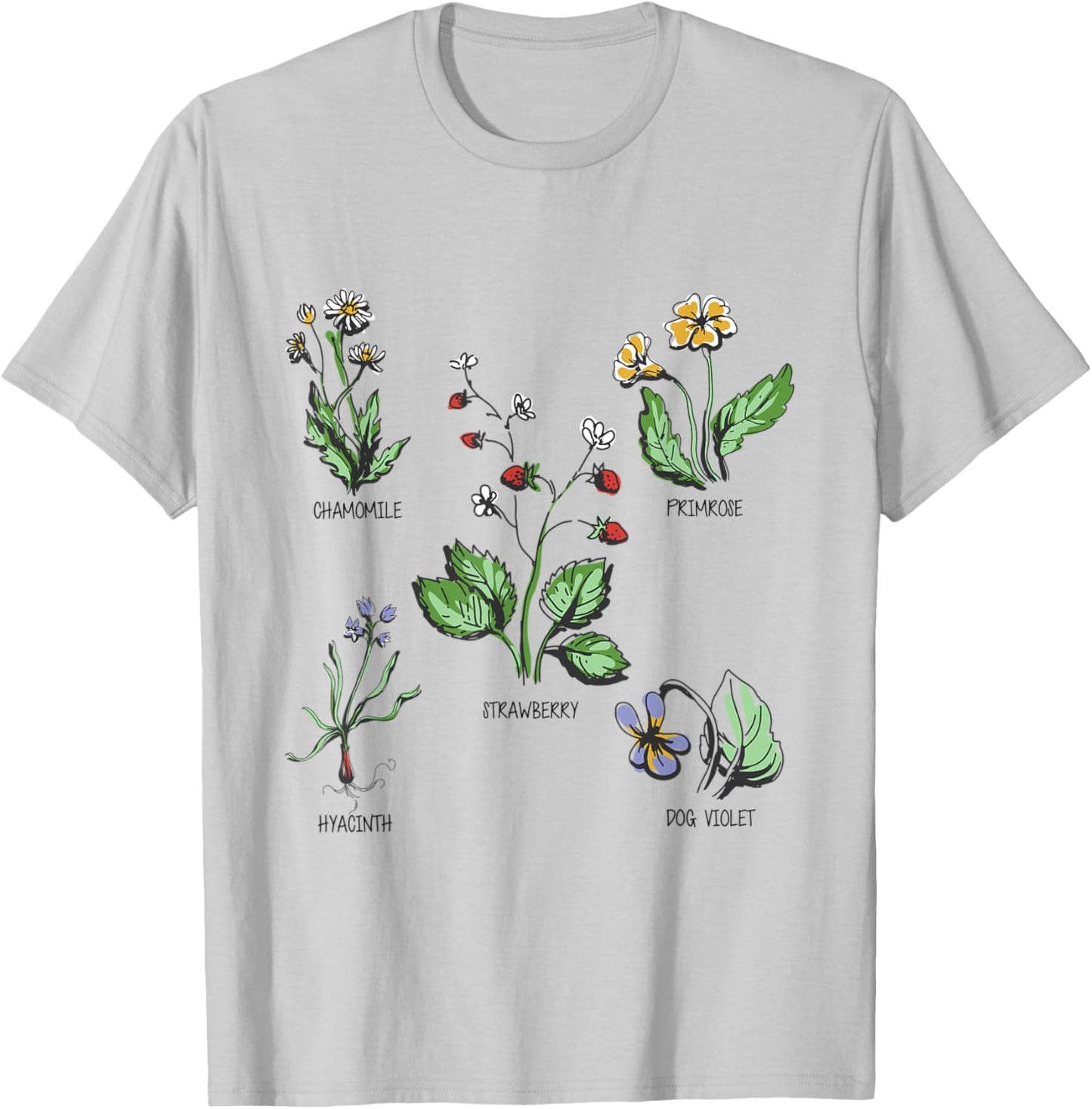 Garden plants in pastel colours for nature lovers botany T-Shirt - T-Shirt | Ash