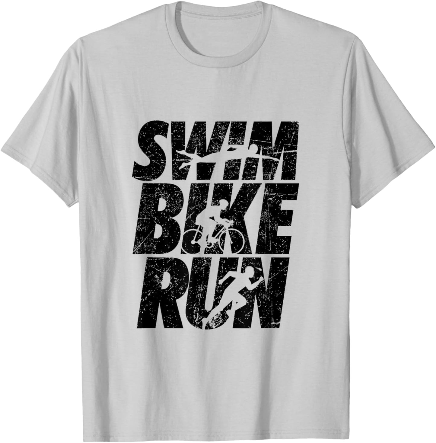 Swimming Cycling Running Triathlon Running Swimming T-Shirt - T-Shirt | Ash