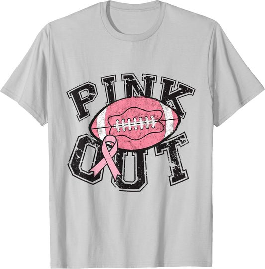 Pink Out Football Team Breast Cancer Awareness Month T-Shirt - T-Shirt | Ash