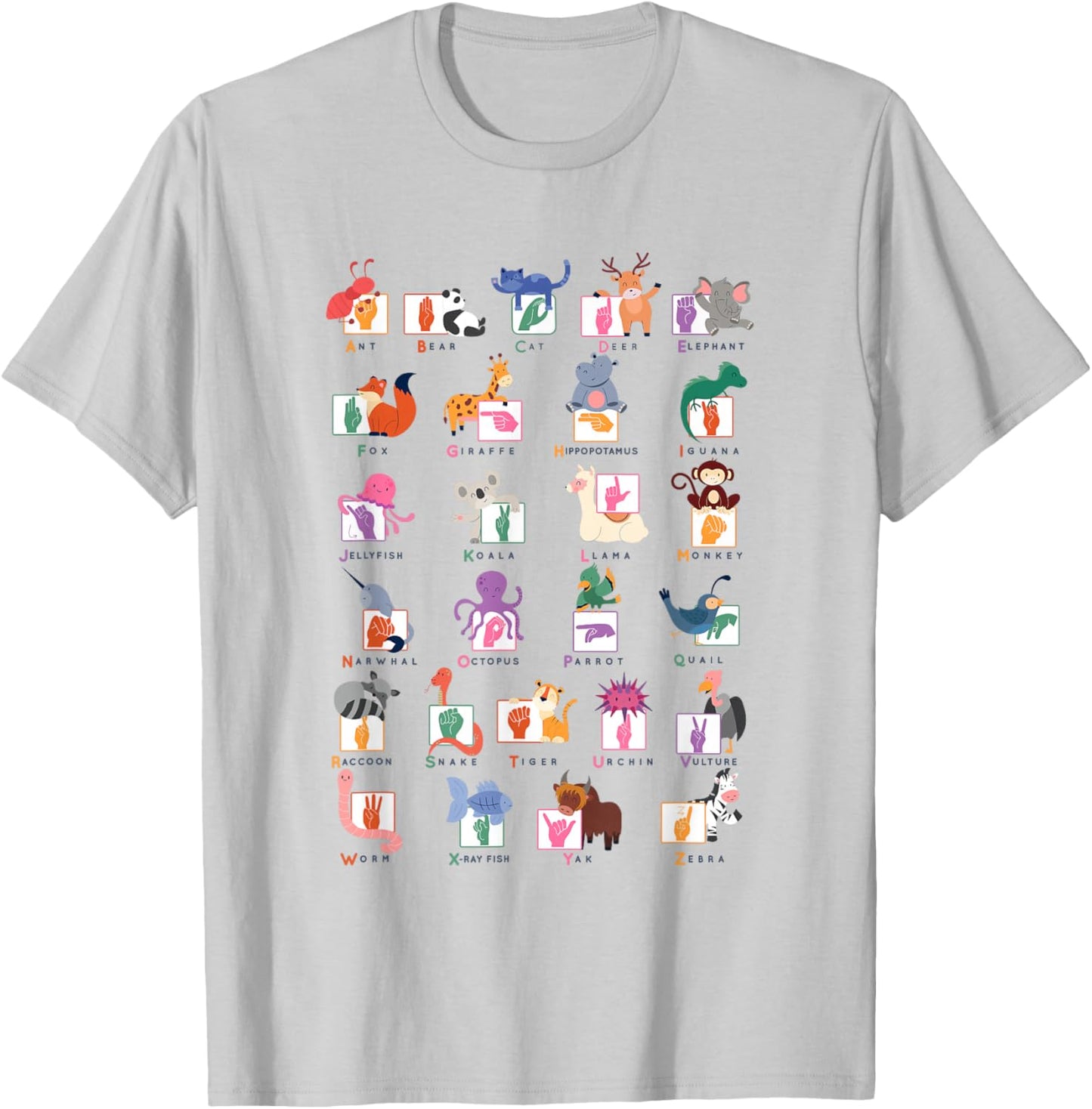 American Sign Language Gifts for Teachers ASL Alphabet T-Shirt - T-Shirt | Ash