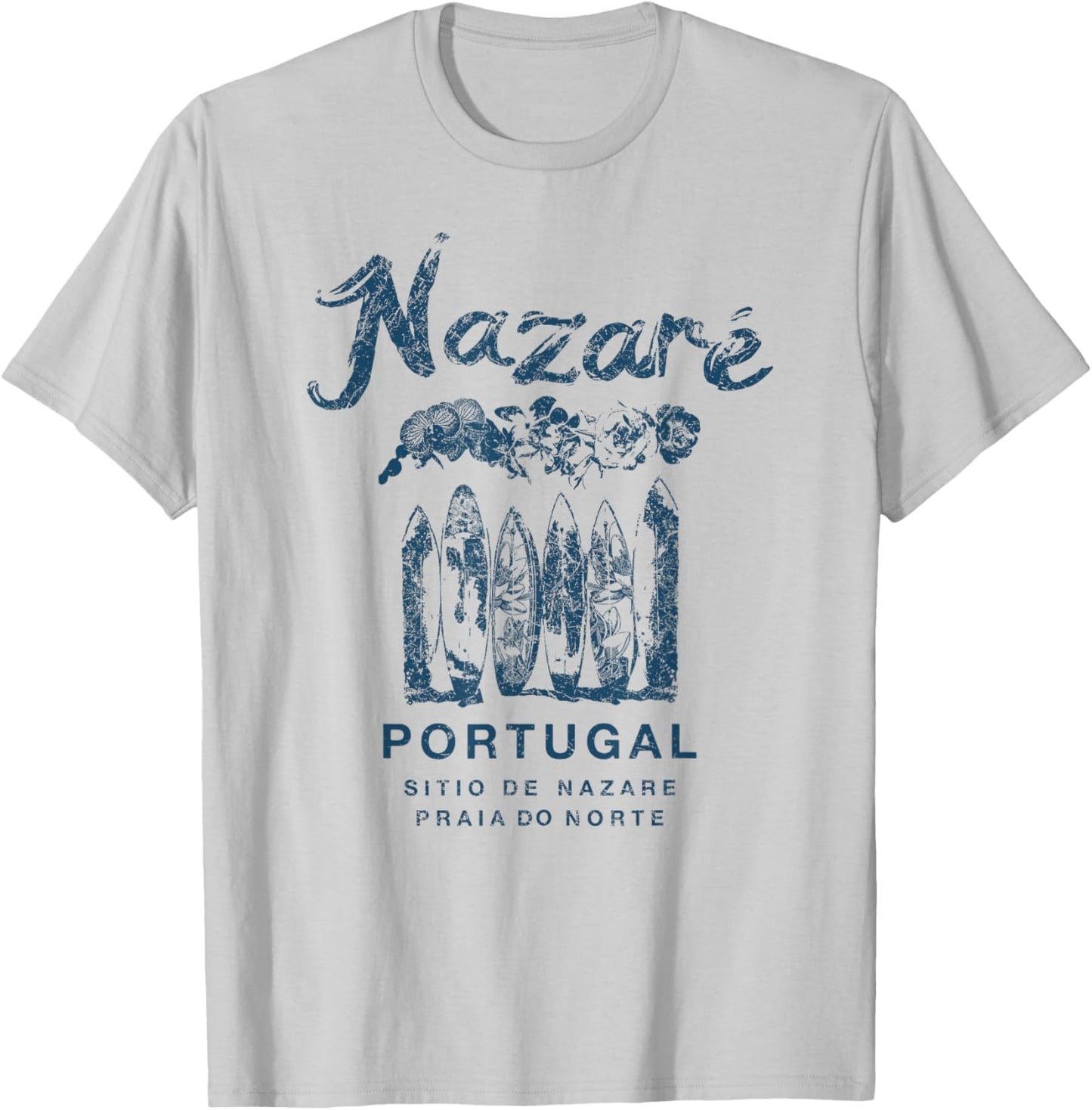 Nazare Portugal Vintage Surfing T-Shirt - T-Shirt | Ash