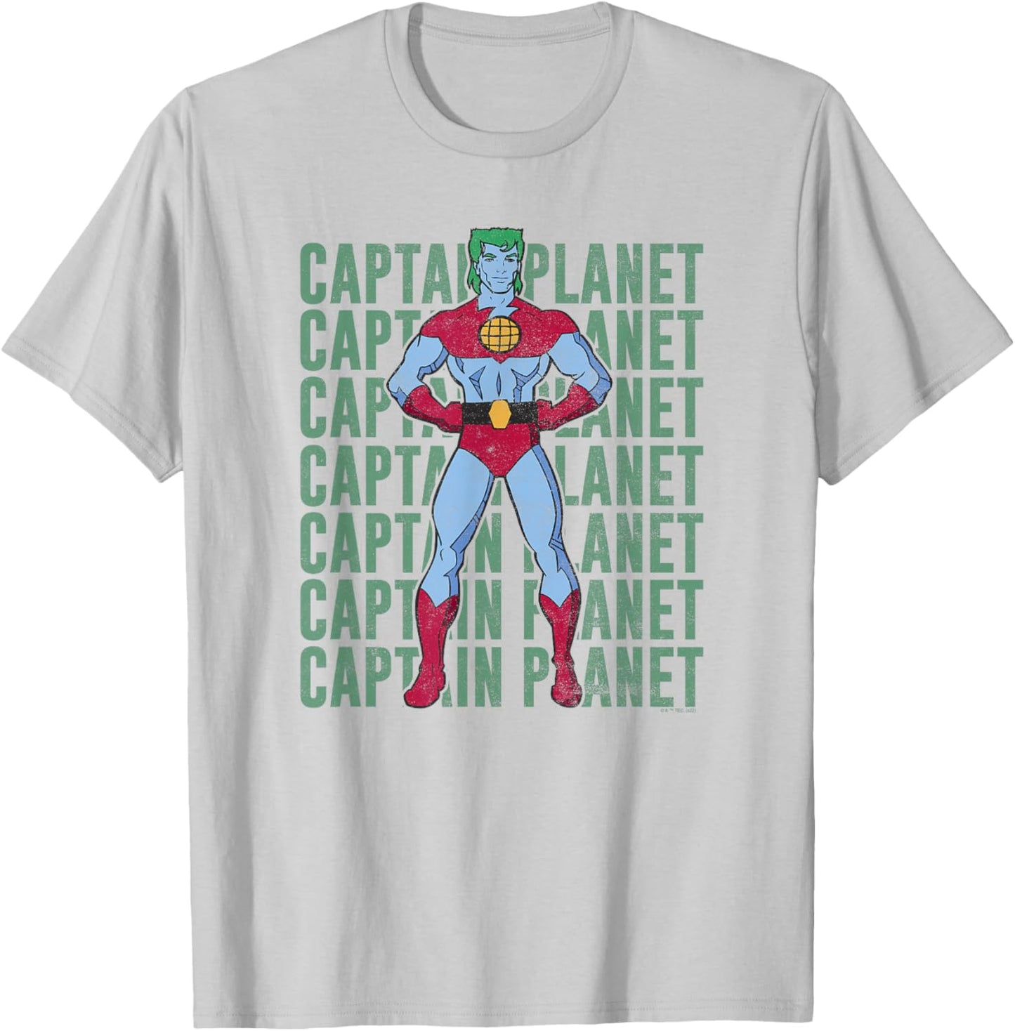 Captain Planet Text Stacked Poster T-Shirt - T-Shirt | Ash