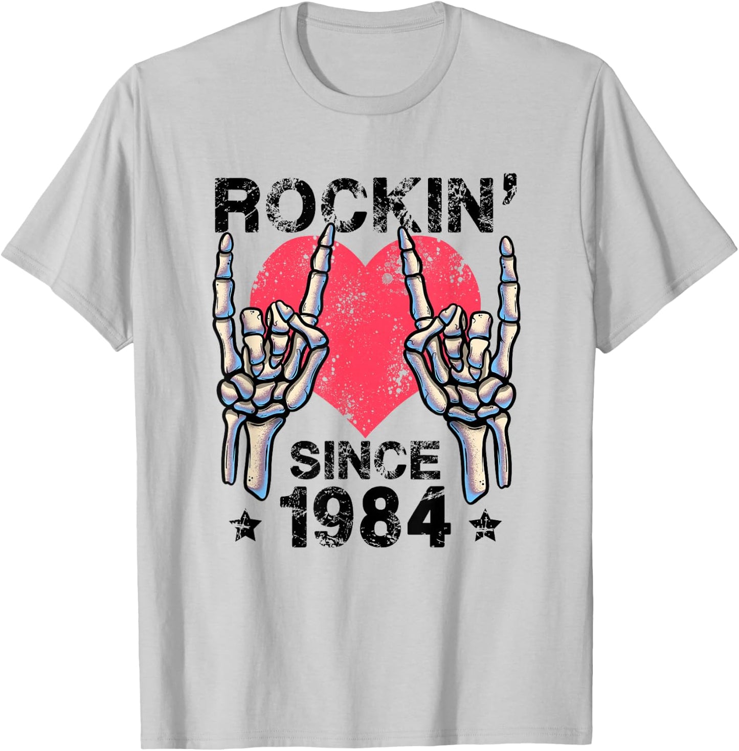 Rockin Since 1984 Rock&Roll Birthday Retro Rock And Roll T-Shirt - T-Shirt | Ash