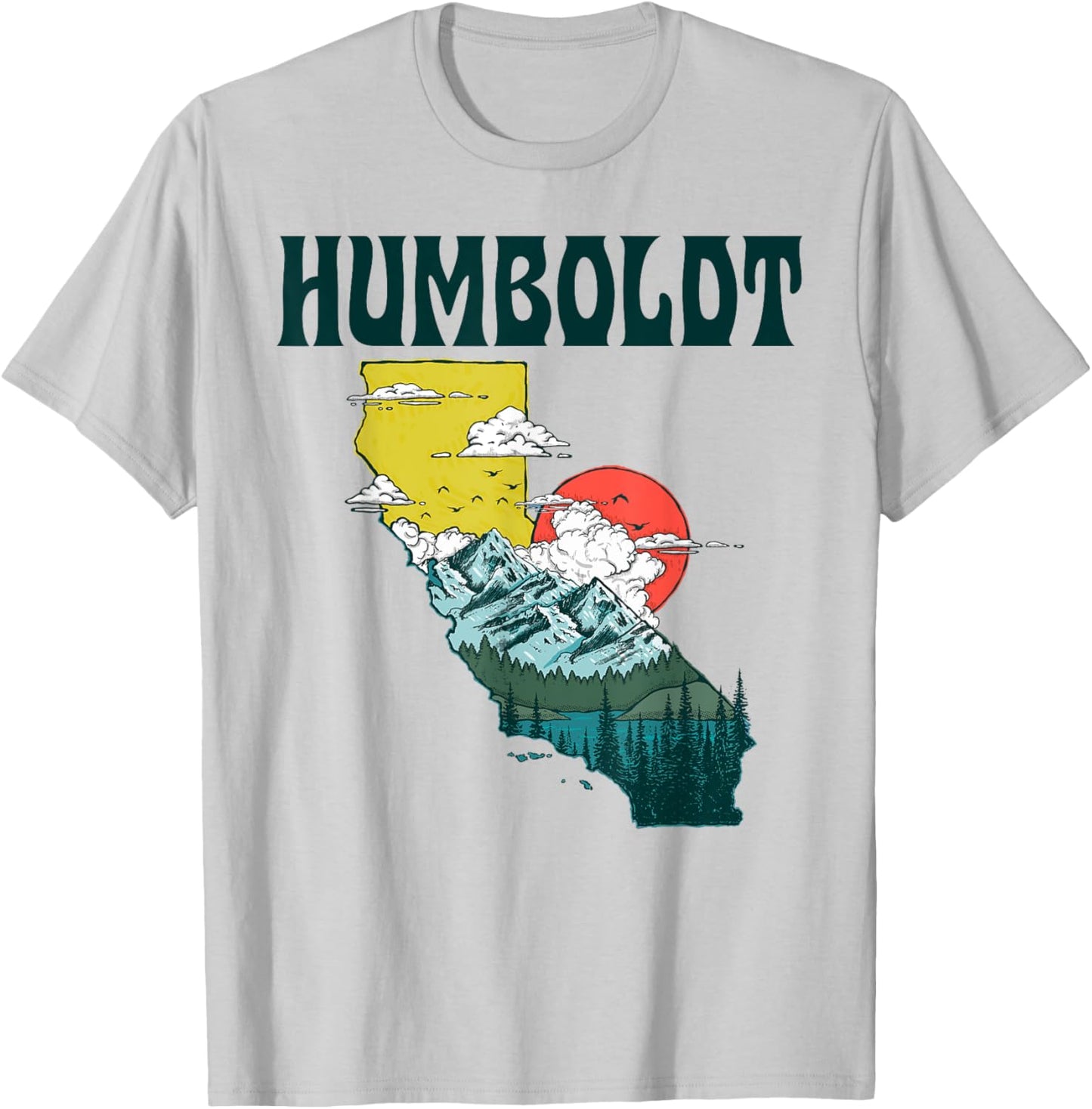 Humboldt California Outdoors Nature & Mountains Vintage Art T-Shirt - T-Shirt | Ash